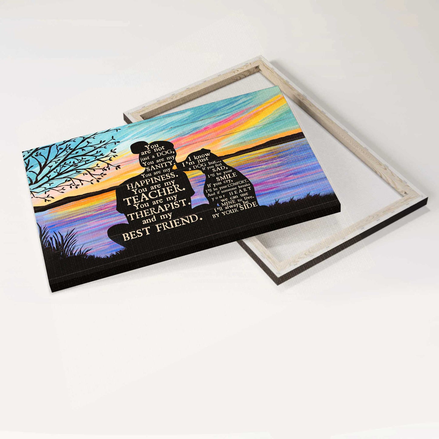 PitBull Landscape Canvas - By the riverside, Shadow Landscape Canvas - Gift For Pit Bull Lover - You are not just a dog, you're my happiness Landscape Canvas