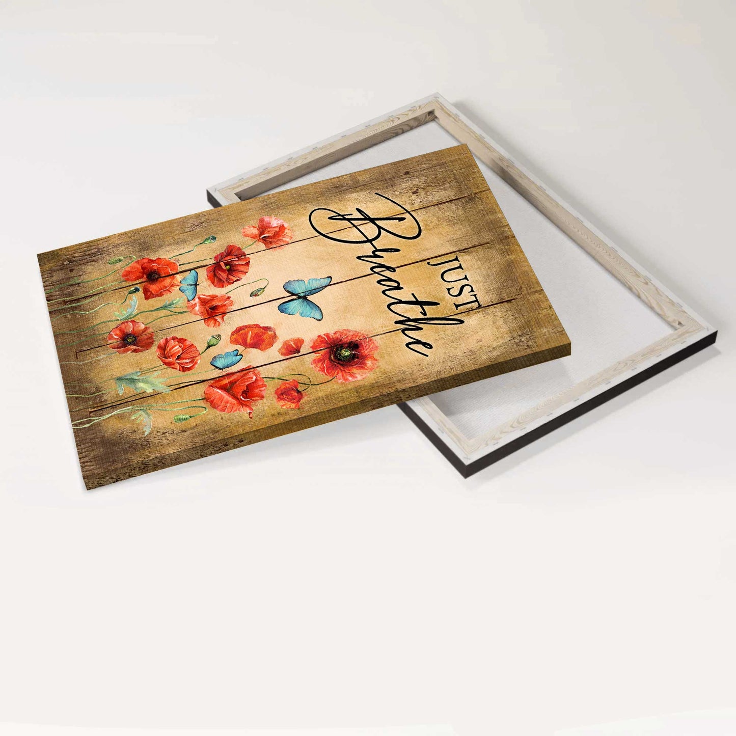Jesus Portrait Canvas- Poppy, Blue Butterfly, Just breathe canvas- Gift for Christian - Portrait Canvas Prints, Wall Art