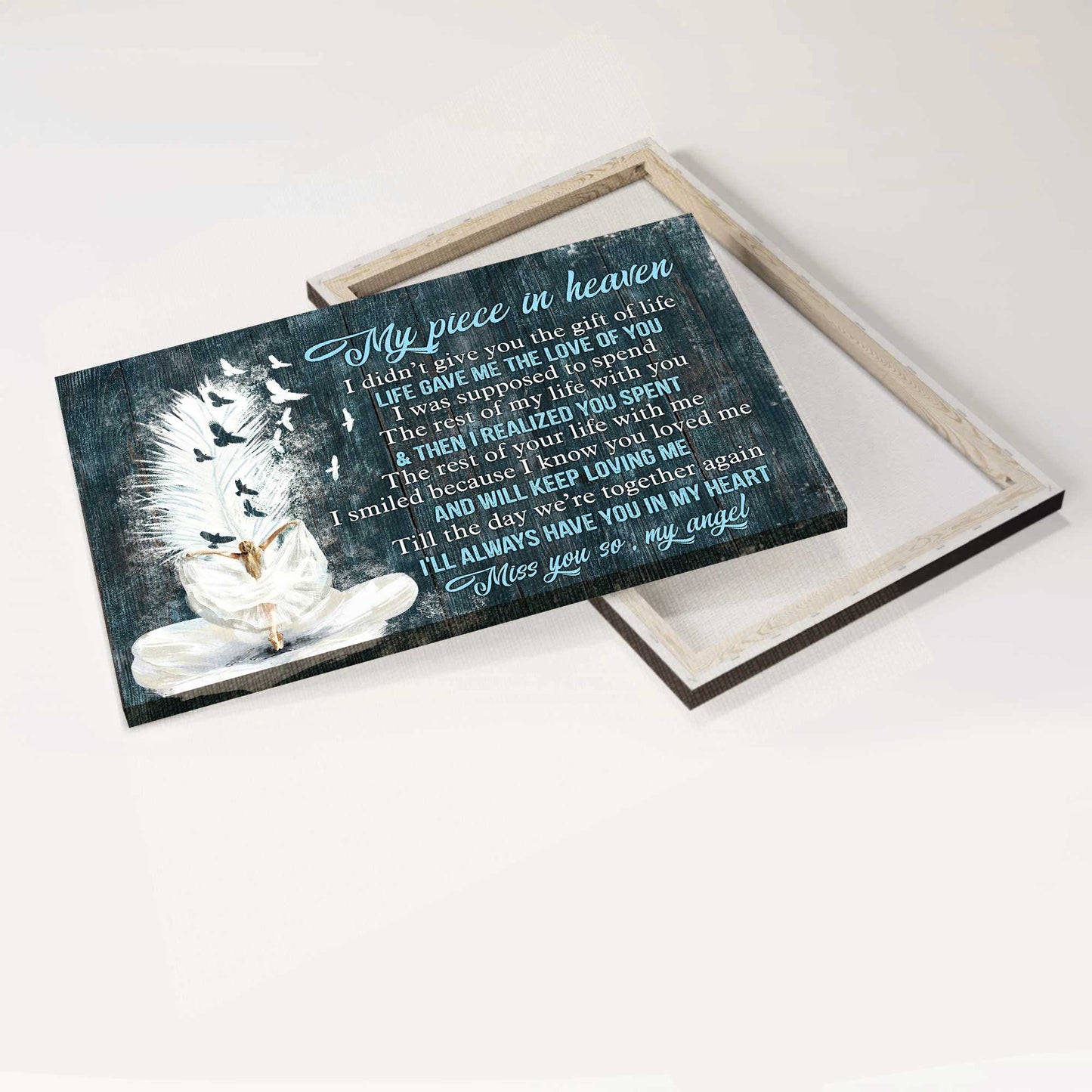 Memorial Landscape Canvas- Ballerina Painting, White Feather, Dove Drawing, Heaven Landscape Canvas- Gift For Members Family- I Will Always Have You In My Heart
