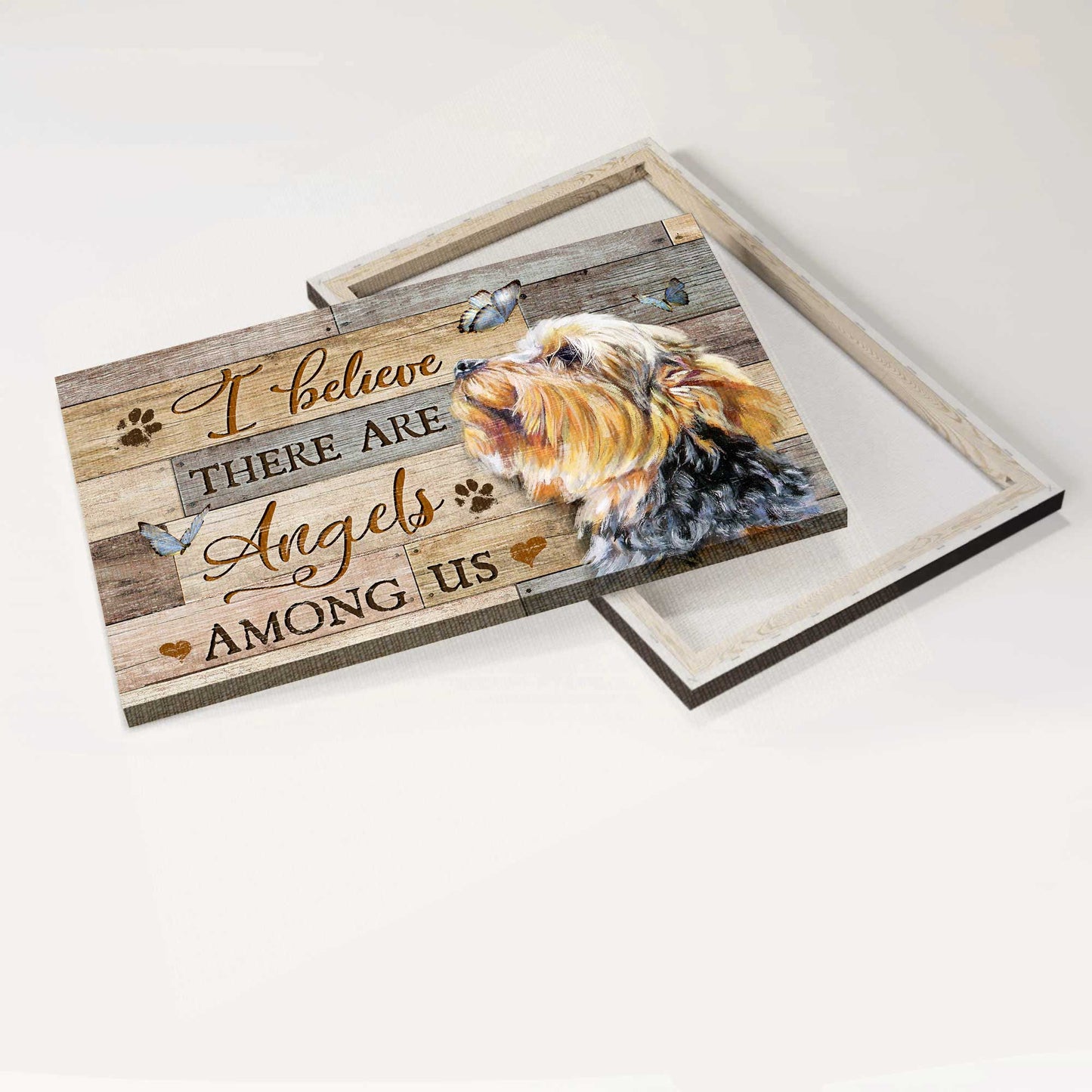 Yorkshire Terrier Landscape Canvas- Lovely Butterfly, Heaven Landscape Canvas- Gift For Members Family- I Believe There Are Angels Among Us