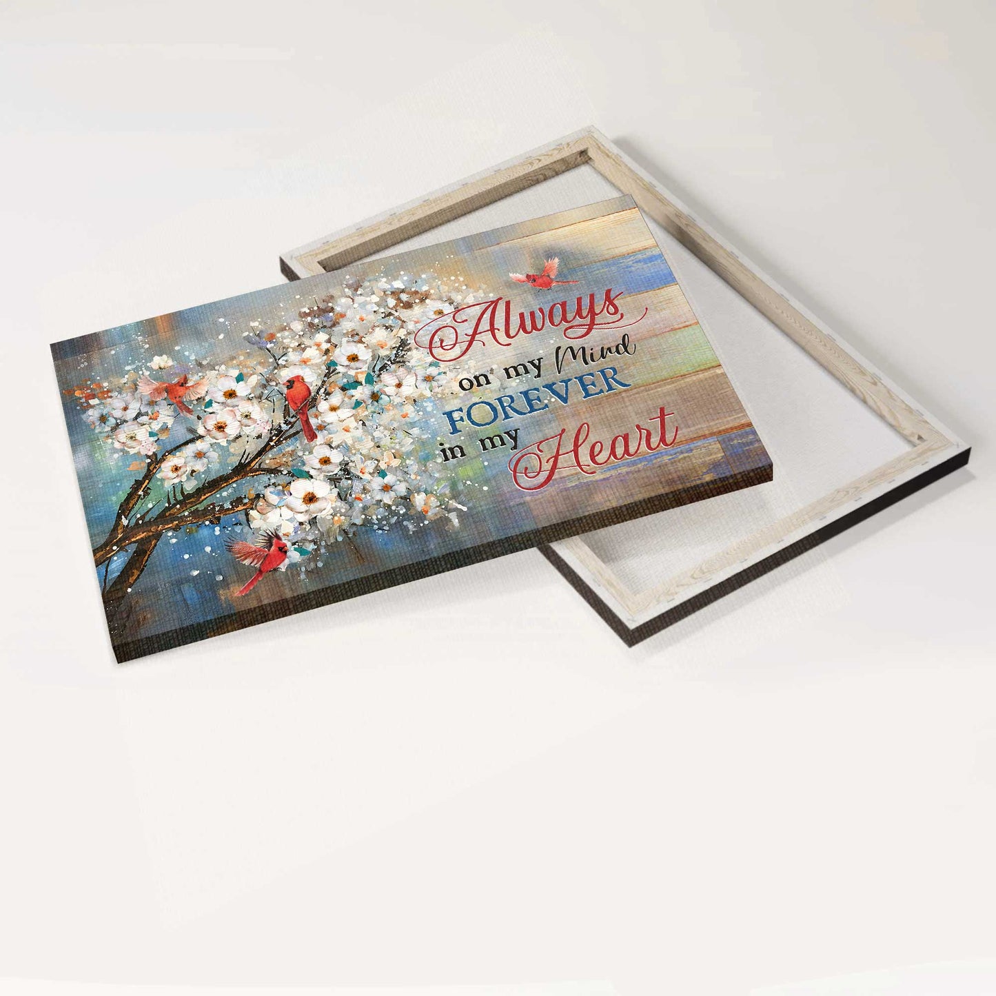 Memorial Landscape Canvas- Beautiful jasmine garden, Red cardinal canvas- Gift for members family- Always on my mind