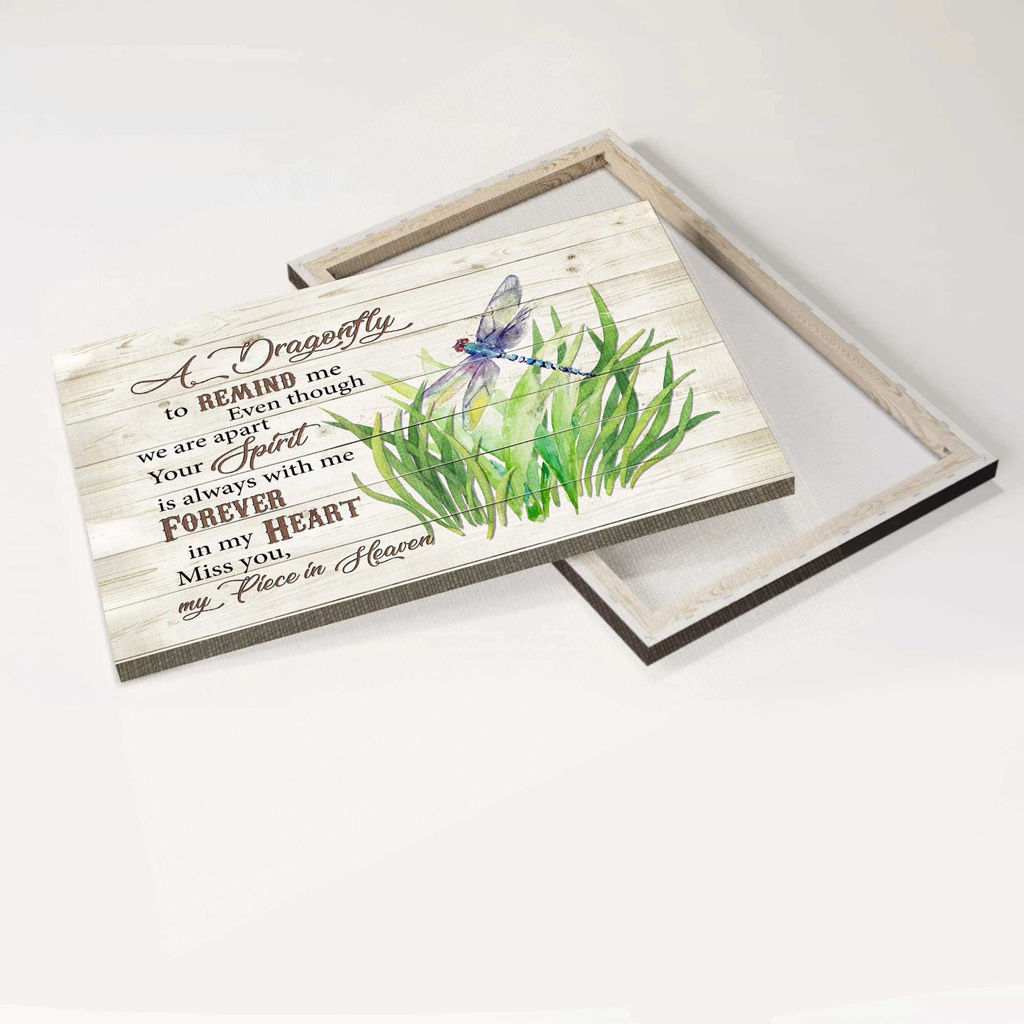Memorial Landscape Canvas- Dragonfly, Grass canvas- Gift for members family- A dragonfly to remind me your spirit is always with me