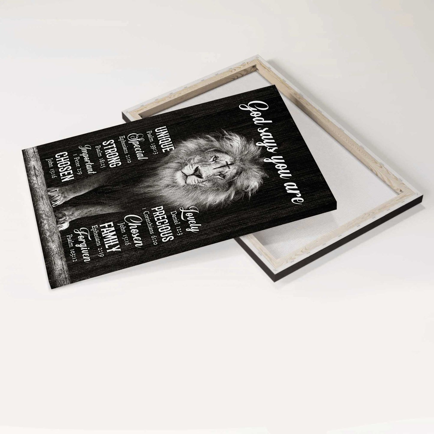 Jesus Portrait Canvas- Lion of Judah, Cross, God says you are- Gift for Christian - Portrait Canvas Prints, Wall Art