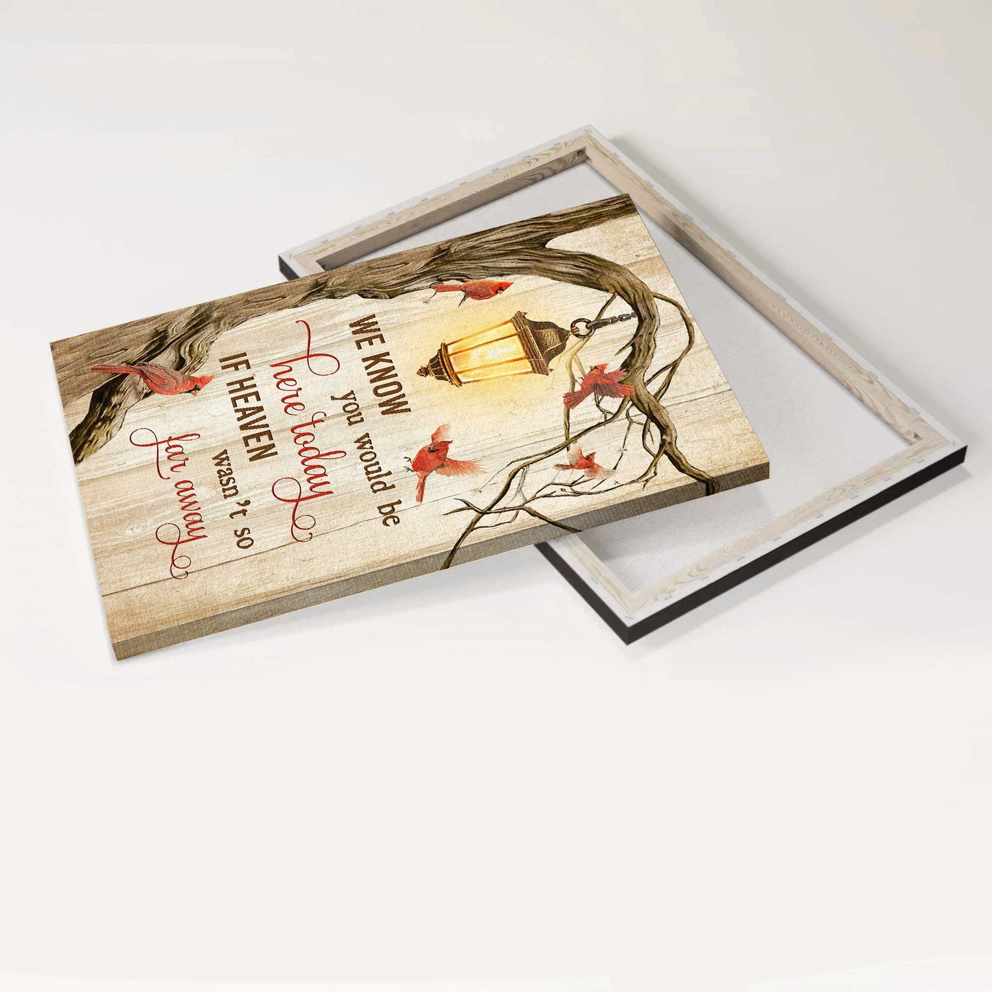 Memorial Portrait Canvas - Antique lantern, Oldest tree, Red cardinal Portrait Canvas - Memorial Gift For Family Members - We know you would be here today