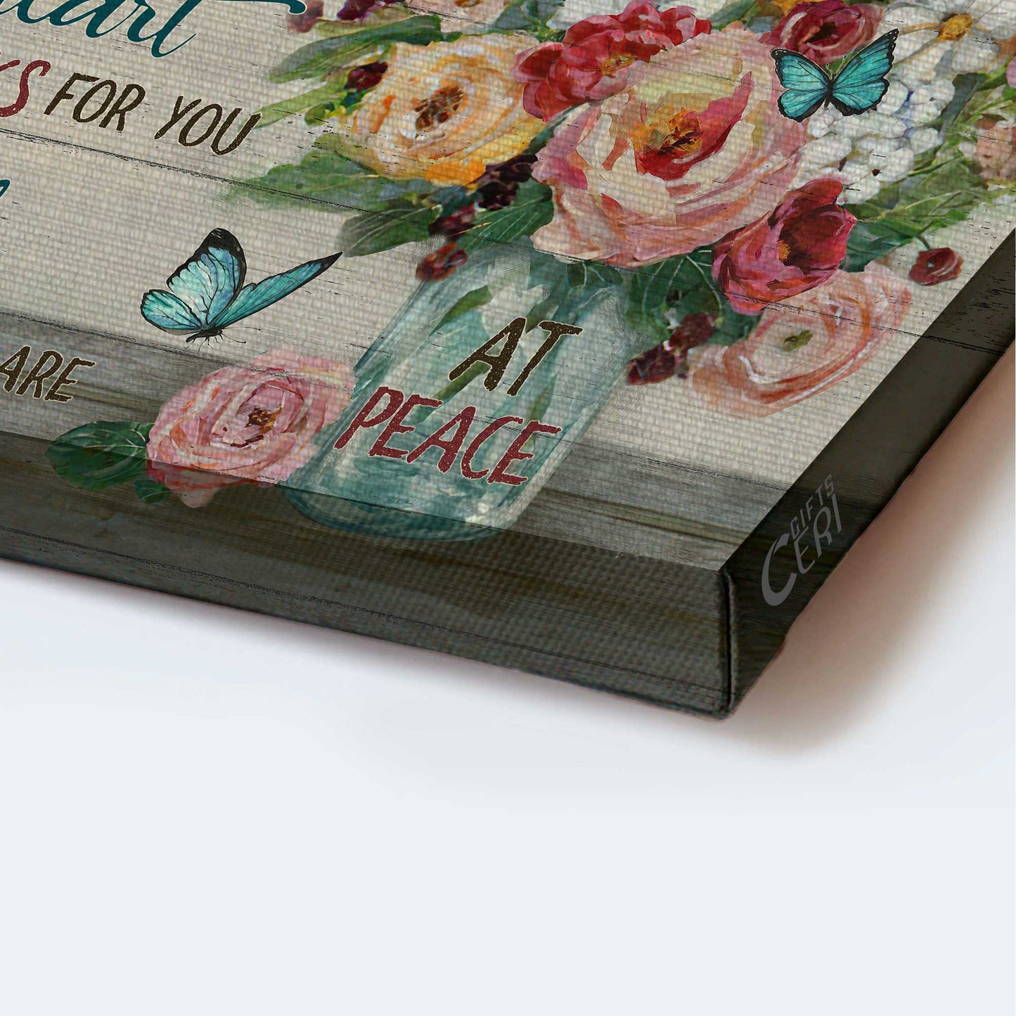 Memorial Landscape Canvas- Brilliant flower painting, Blue butterfly canvas- Gift for members family- My mind still talks to you