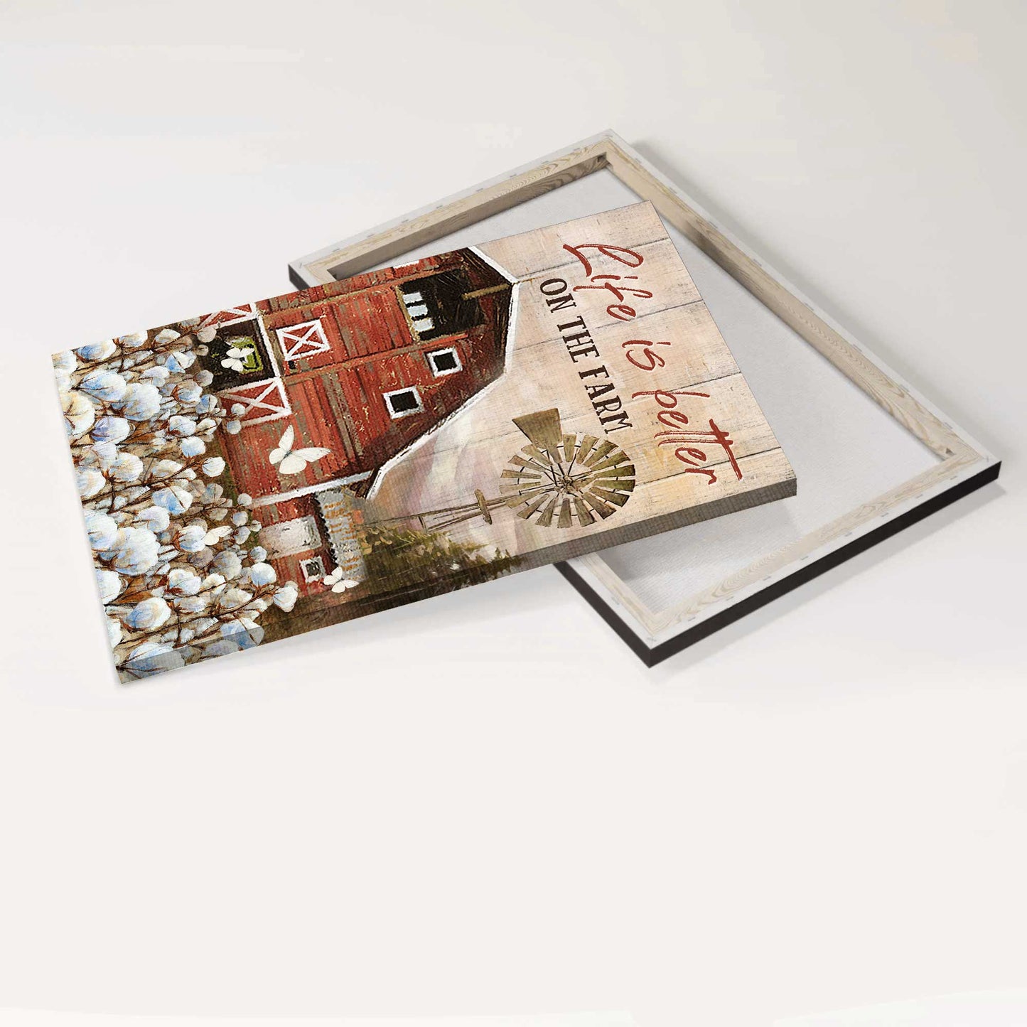 Jesus Portrait Canvas- Red house, Dandelion field, Amazing windmill- Gift for Christian- Life is better on the farm - Portrait Canvas Prints, Christian Wall Art