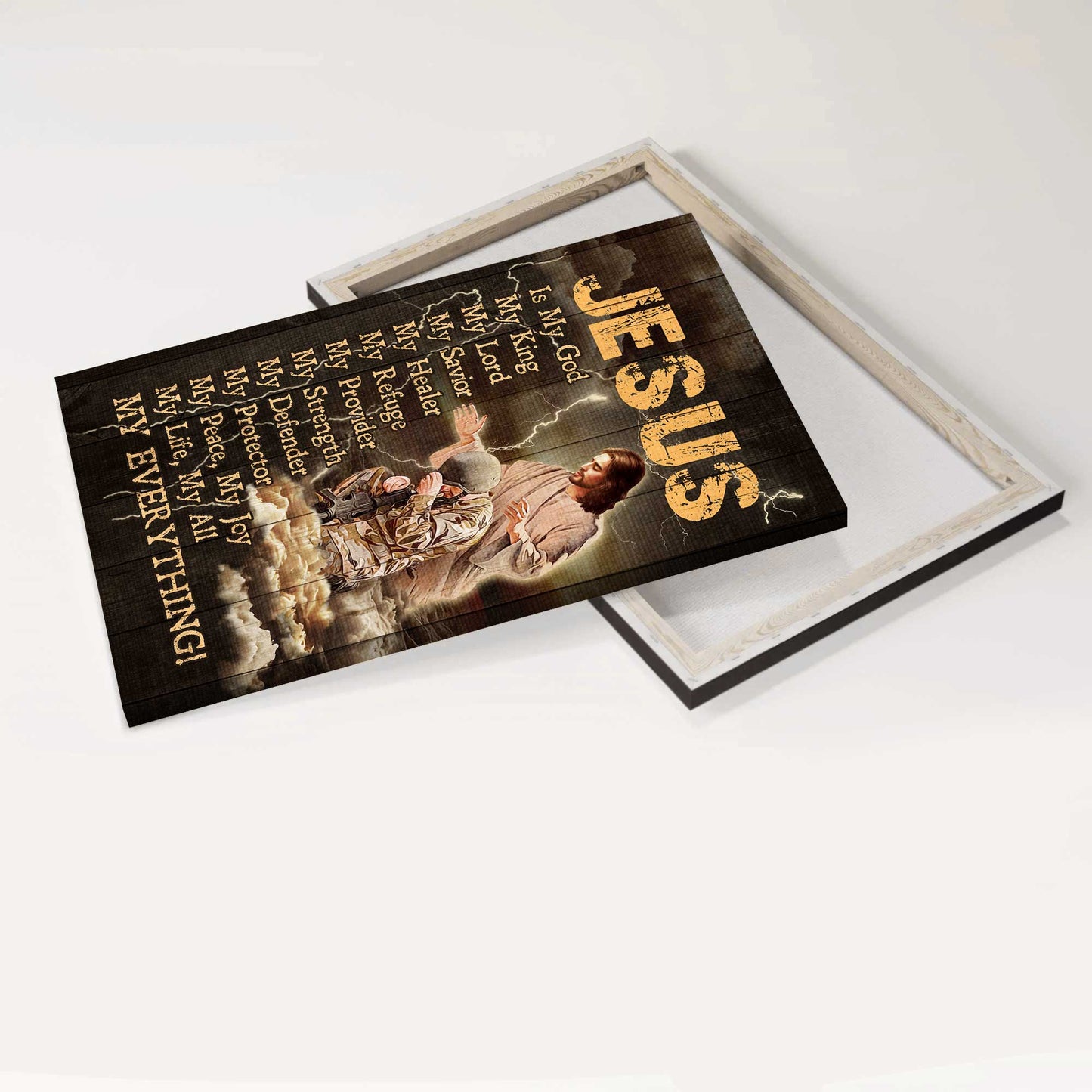 Jesus Portrait Canvas- Soldier, Thunder- Gift for Christian- Jesus is my God - Portrait Canvas Prints, Wall Art