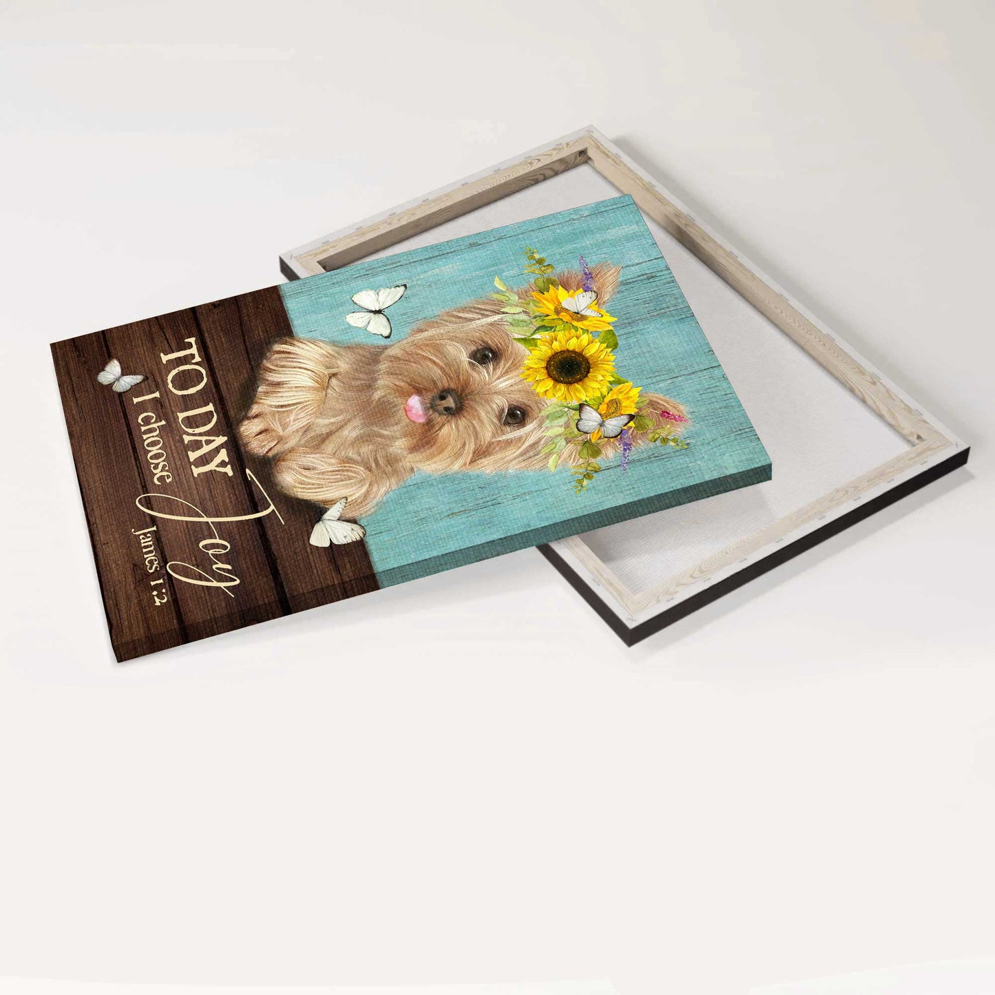 Yorkshire Terrier Dog Portrait Canvas - Yorkshire Terrier, Flower Wreath, Jesus Canvas - Gift for Yorkshire Terrier, Dog Lovers, Christian - Today I Choose Joy
