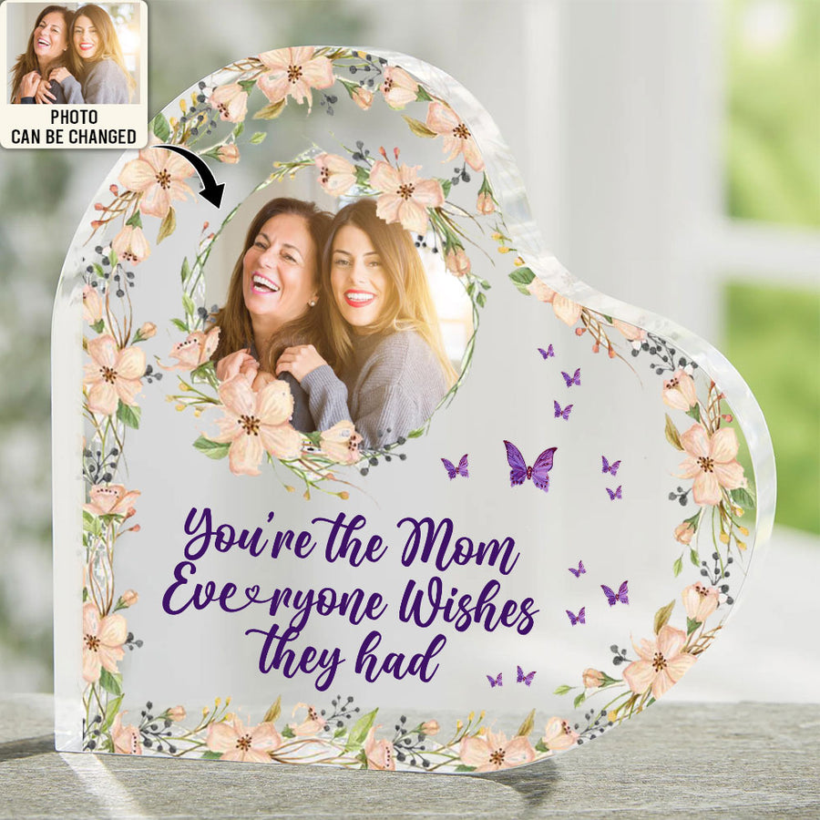 Mother's Day Happy Day The Greatest Mommy Custom Photo - Heart Shaped Acrylic Plaque - Personalized Photo Gifts For Mother, Mom, Mama, Grandma