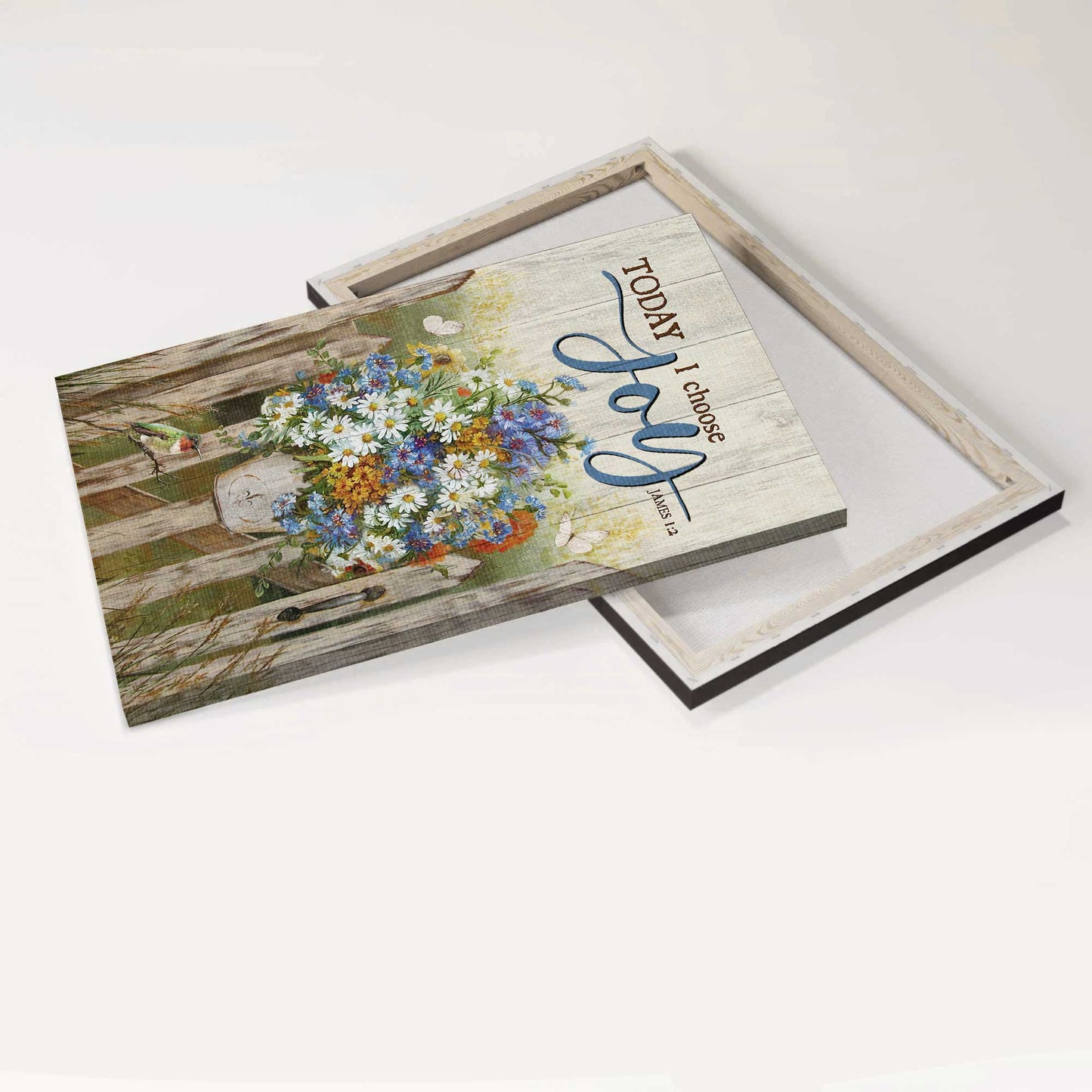Jesus Portrait Canvas- Pretty flower vase, Beautiful garden, Butterfly, Today I choose joy canvas- Gift for Christian - Portrait Canvas Prints, Christian Wall Art