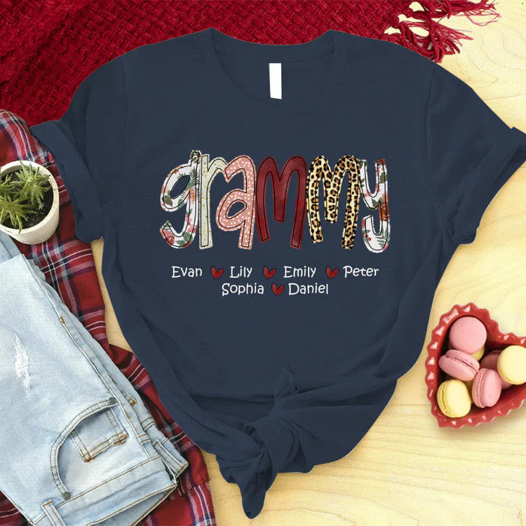 Grammy And Kids Custom T-Shirt, Mother's Day Personalized T-Shirt- Gift For Granma, Mimi, Nana, Grammy