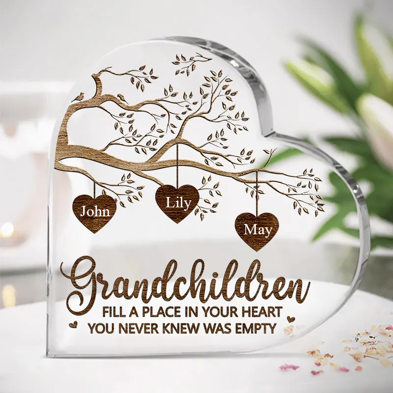 Grandchildren Custom Heart Shaped Acrylic Plaque, Mother's Day, Fill A Place In Your Heart You Never Knew Was Empty Personalized Custom Heart Shaped Acrylic Plaque