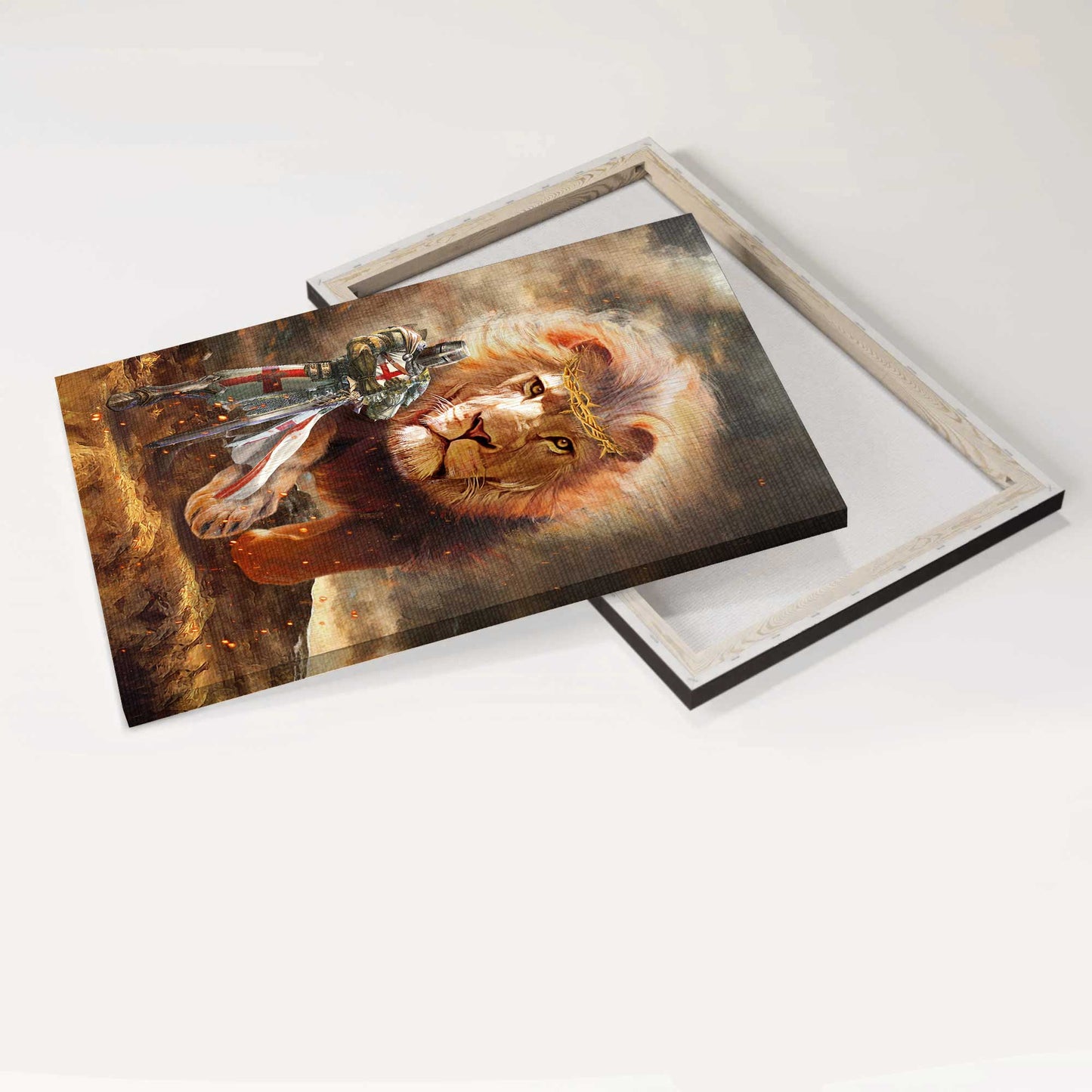 Jesus Portrait Canvas- Lion of Judah, Knight of God, The amazing duo- Gift for Christian - Portrait Canvas Prints, Christian Wall Art