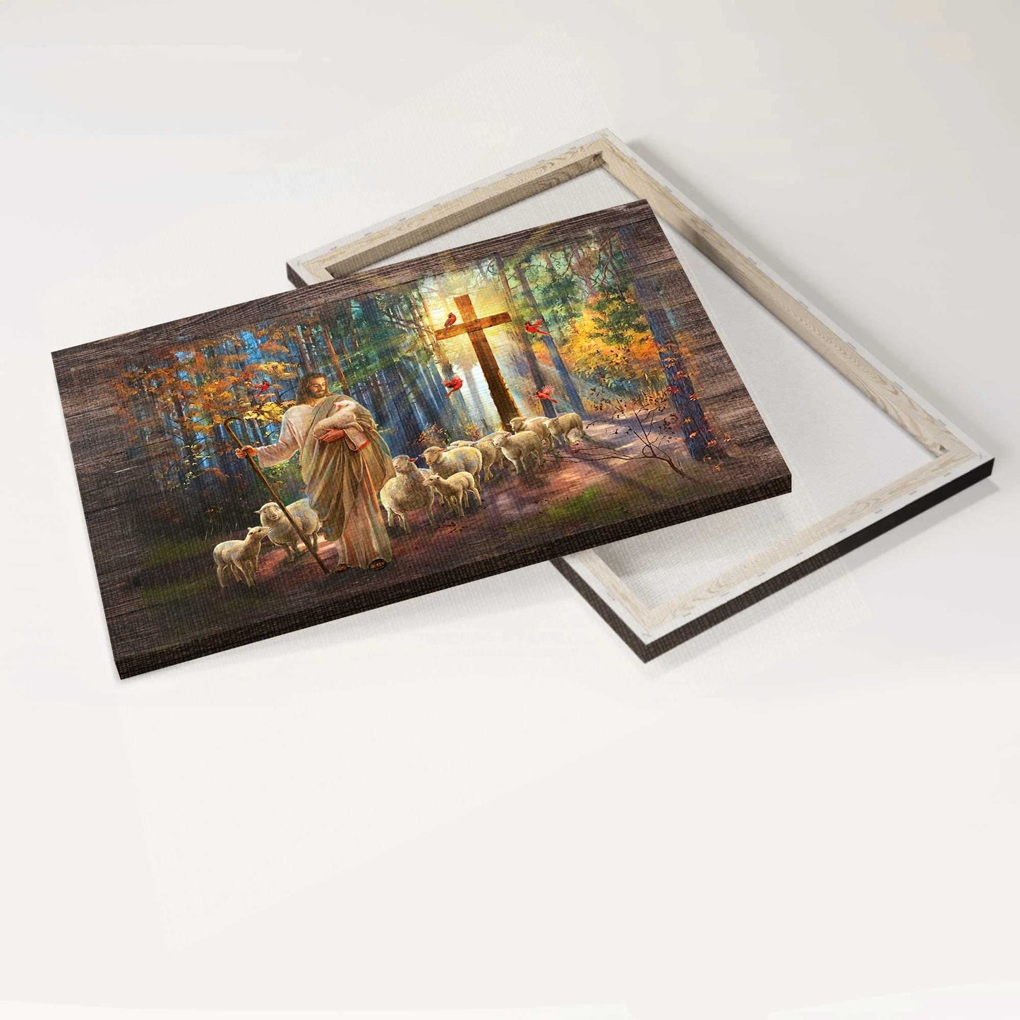 Jesus Landscape Canvas- Jesus calls, Lamb of God, Amazing forest, Cross symbol canvas- Gift for Christian- Landscape Canvas Prints, Christian Wall Art