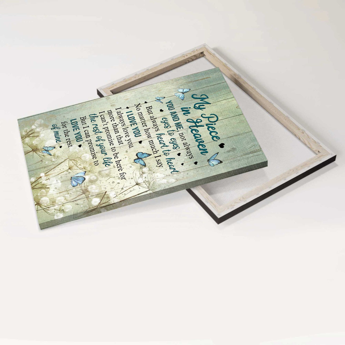 Memorial Portrait Canvas- Baby Flower, Butterfly, Heaven Portrait Canvas- Gift For Members Family- You & Me Not Always Eyes To Eyes But Always Heart To Heart