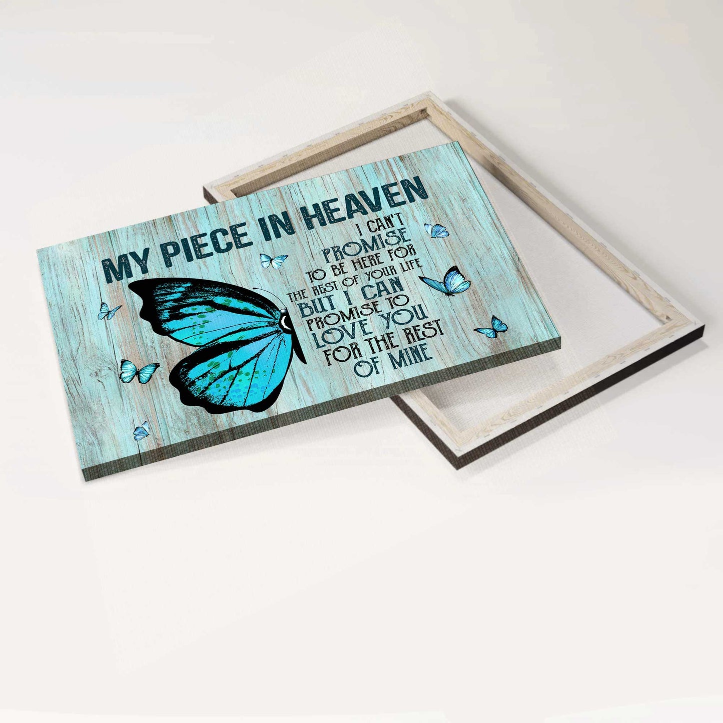 Memorial Landscape Canvas- Blue butterfly painting canvas- Gift for family- I can't promise to be here for the rest of your life - Heaven Landscape Canvas Prints, Wall Art