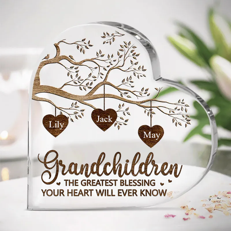 Grandchildren Custom Heart Shaped Acrylic Plaque, Mother's Day, The Greatest Blessing Personalized Custom Heart Shaped Acrylic Plaque, Your Heart Will Ever Know Custom Heart Shaped Acrylic Plaque