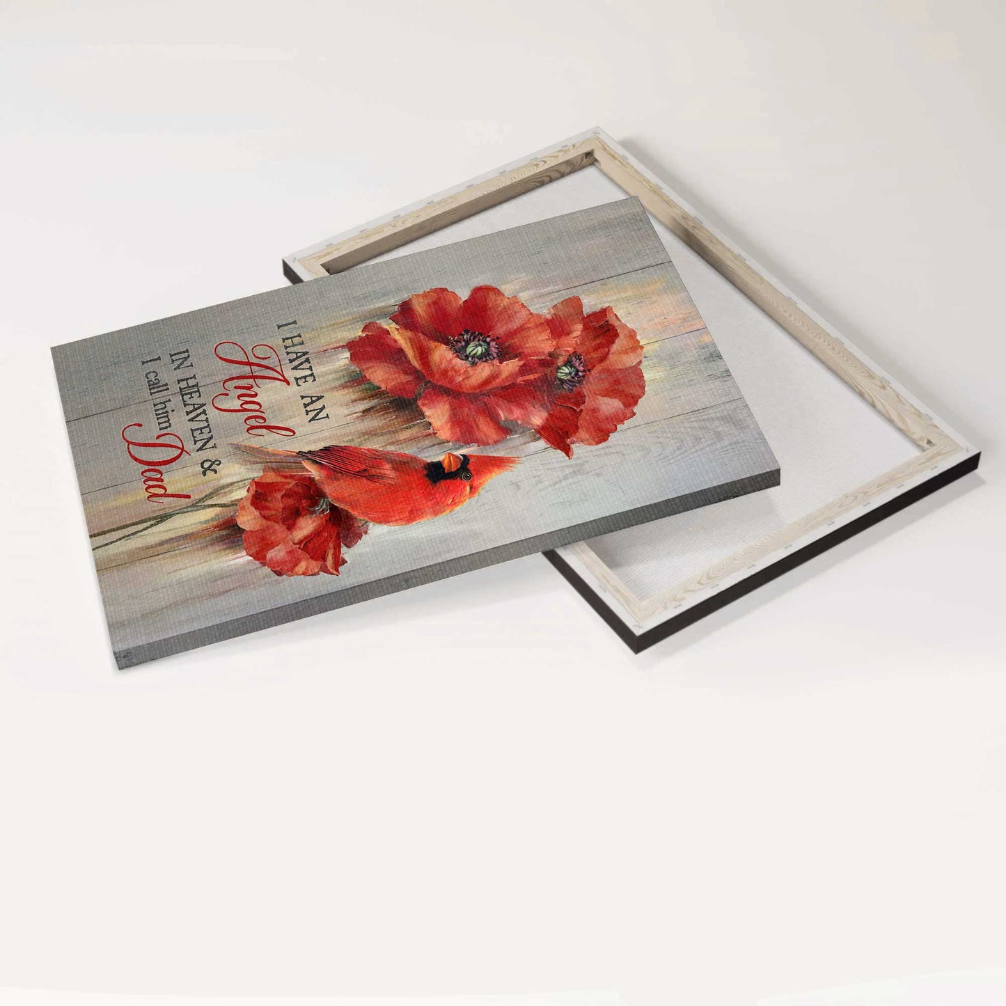 Memorial Portrait Canvas- Red poppy drawing, Still life painting- Gift for members family- I have an angel in heaven - Heaven Portrait Canvas Prints, Wall Art