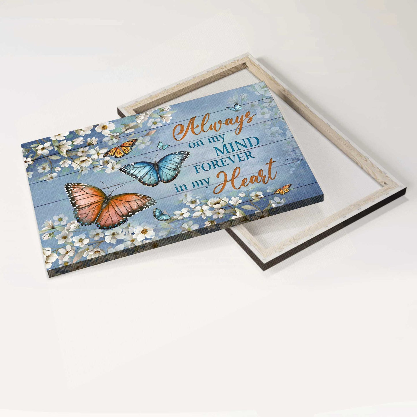 Memorial Landscape Canvas- Pretty butterflies, Monarch butterfly, Jasmine flower painting- Gift for Family- Always on my mind - Heaven Landscape Canvas Prints, Wall Art