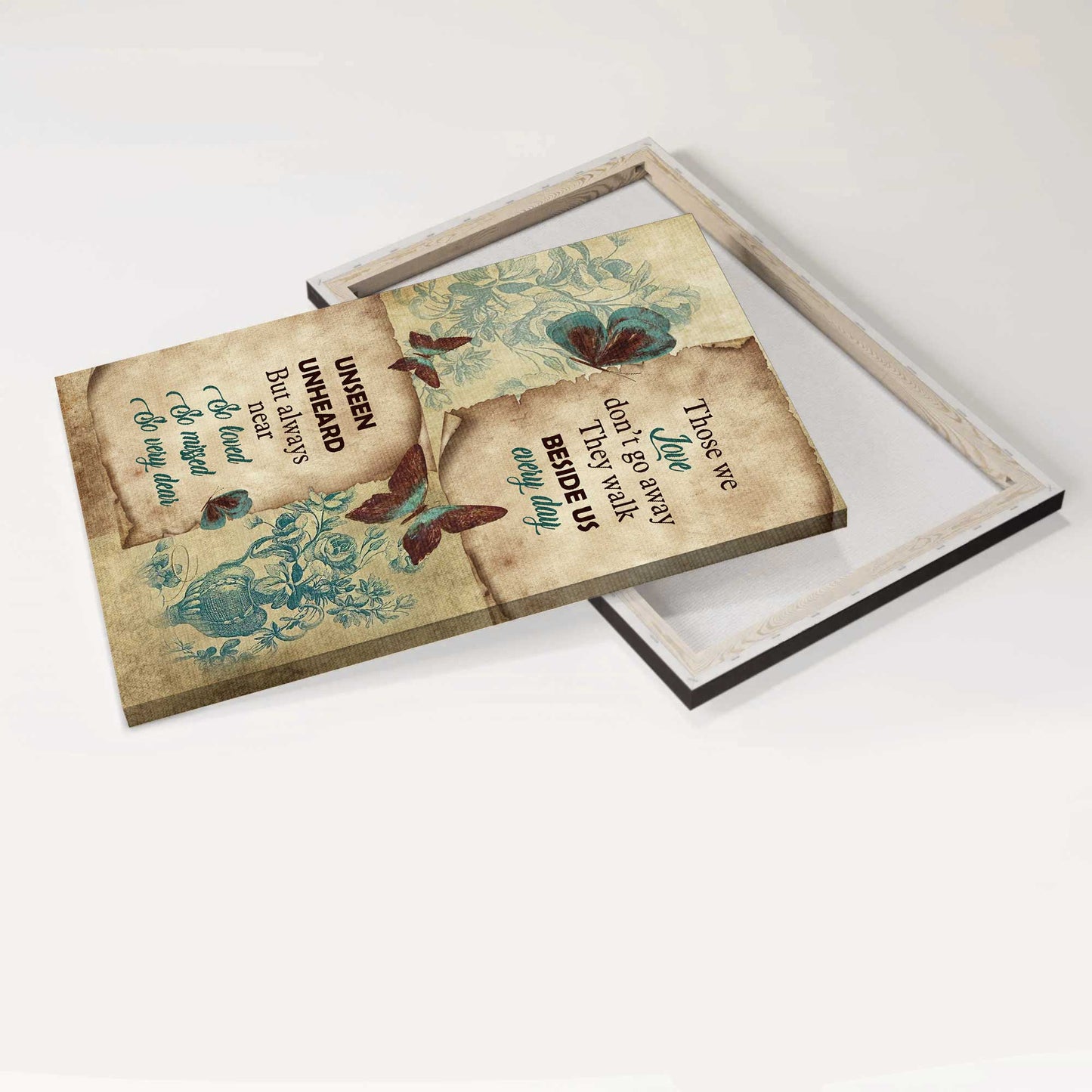 Memorial Portrait Canvas - Heaven, Vintage Flower Vase Canvas - Memorial Gift For Member Family - Those We Love Don't Go Away - Heaven Portrait Canvas