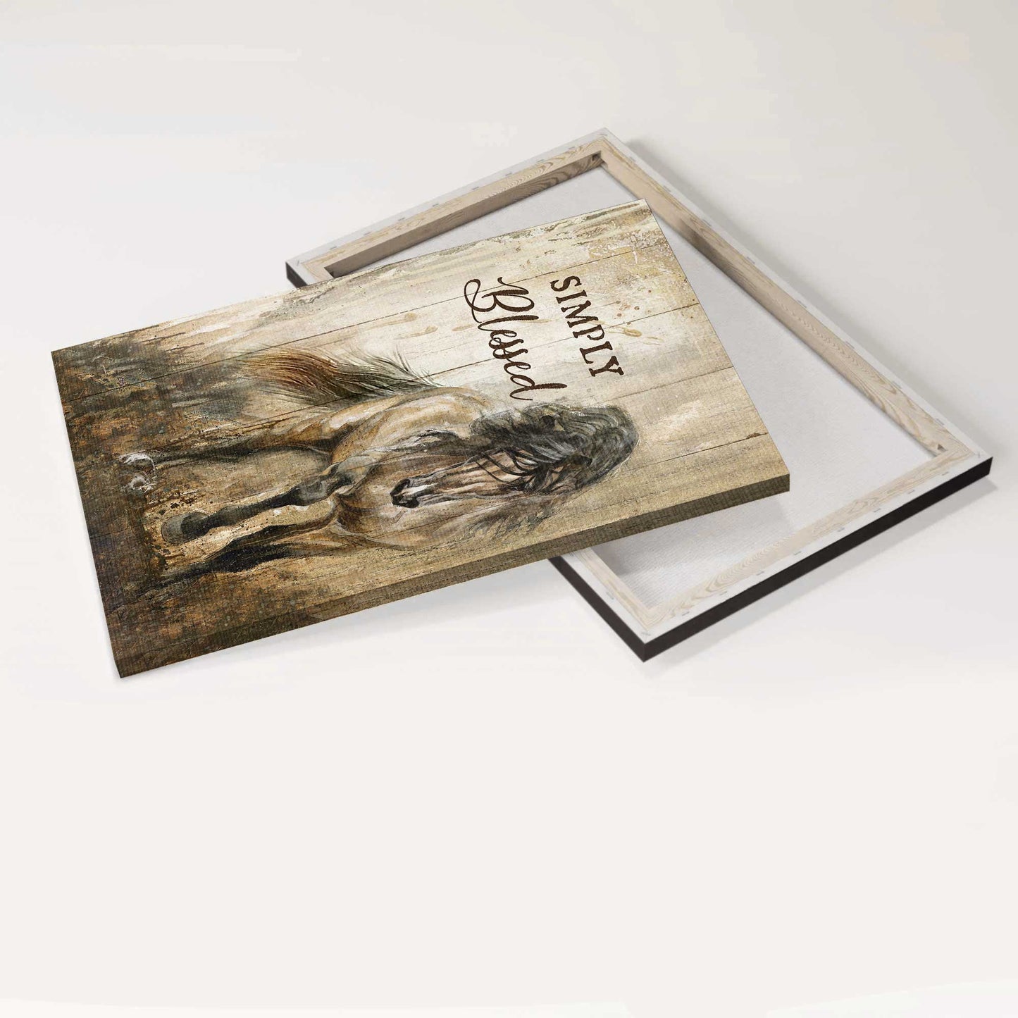 Jesus Portrait Canvas- Running horse, Jesus painting, Gray background, Simply blessed - Gift for Christian - Portrait Canvas, Prints, Christian Wall Art