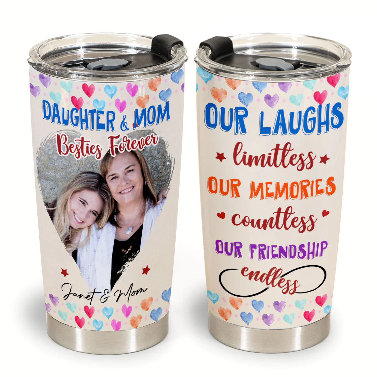 Best Personalized Mother's Day Gifts Tumbler - Custom Gift For Mother's Day, Presents for Mom - Daughter And Mom Besties Forever - Custom Photo Gifts