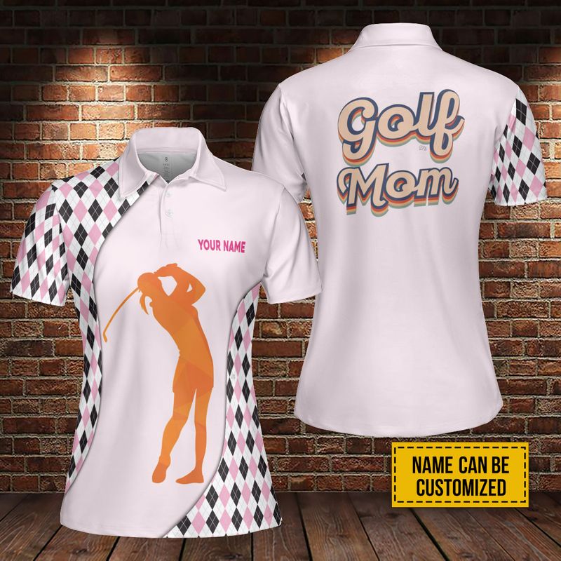 Golf Mom Custom Name Women Polo Shirt, Pink Golfer Personalized Polo Shirt Perfect Gift Sport For Mother's Day, Mama, Women, Team Golfer