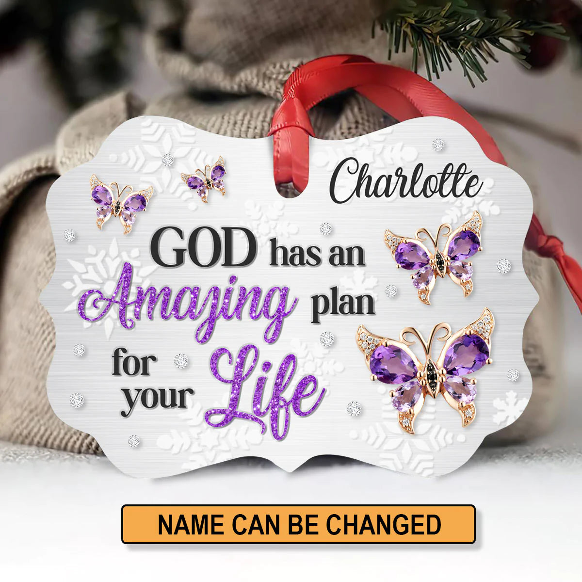 Jesus Aluminum Ornament - Personalized God, Butterly Aluminium Ornament - Custom Gift For Christian Couple, Spouse, Lover, Family - God Has An Amazing Plan For You
