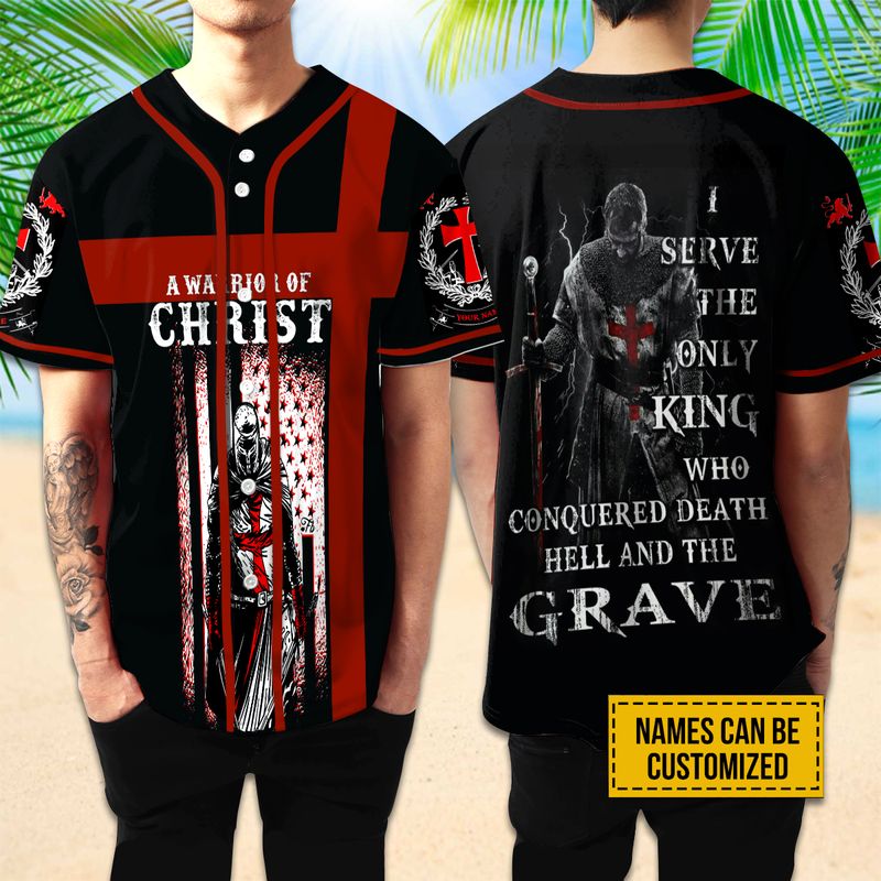 Personalized Jesus Baseball Jersey - Cross, Knight Templar Baseball Jersey - Gift For Christians - A Warrior Of Christ Custom Baseball Jersey Shirt