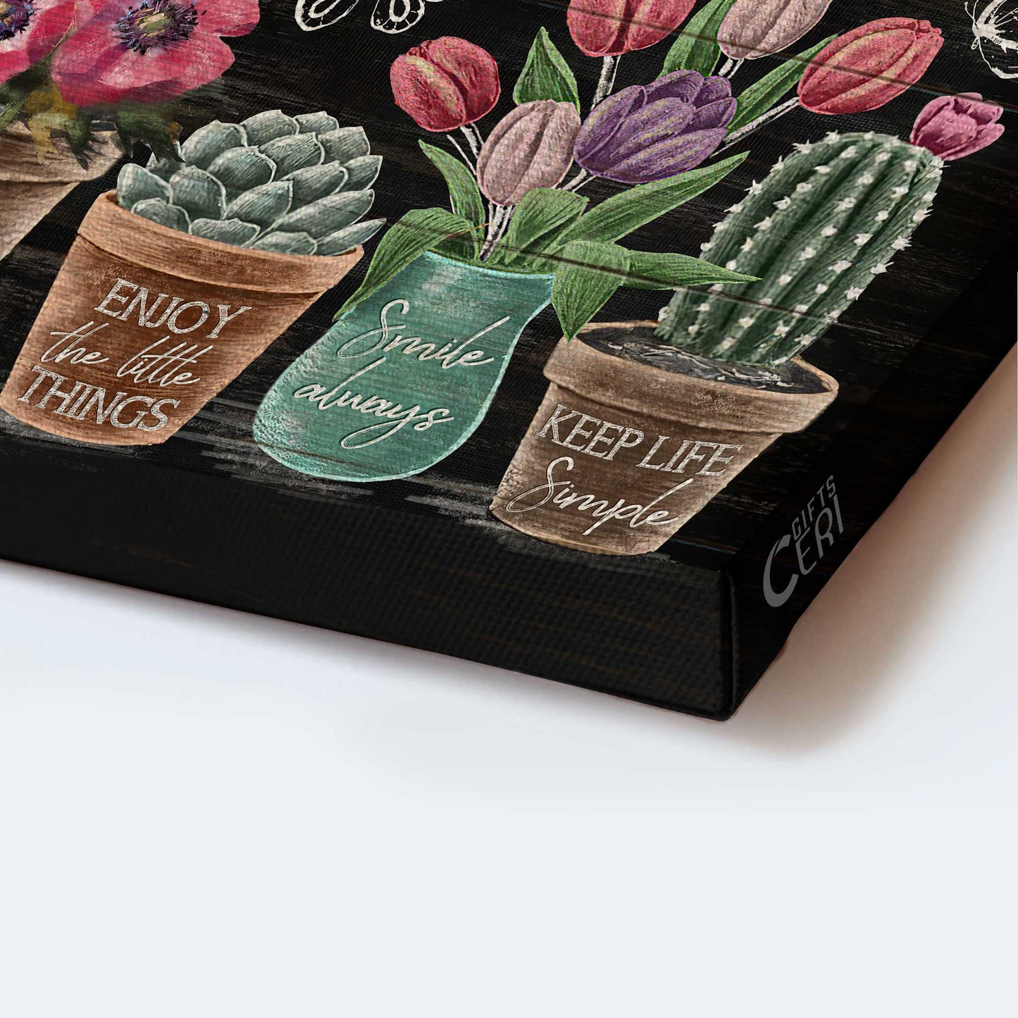Jesus Landscape Canvas- Abstract Flower Painting, Rustic Cactus, Tulip Flower, Butterfly Landscape Canvas- Gift For Religous Christian- Every Day Is A Gift