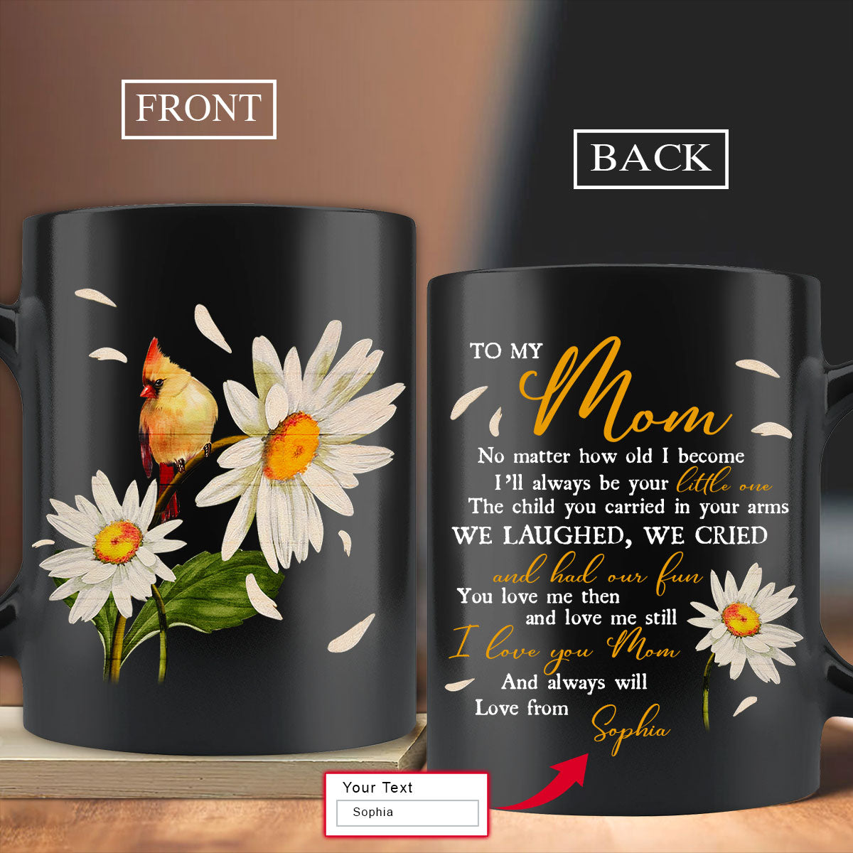 Gift For Mom Personalized Mug - Son to mom, Daisy flower, Hummingbird Mug - Custom Gift For Mother's Day, Presents for Mom - I Love You Mom Mug