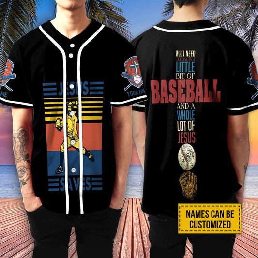 Personalized Jesus Baseball Jersey - Cross, Baseball Player Baseball Jersey - Gift For Christians - Jesus Saves Custom Baseball Jersey Shirt Men Women