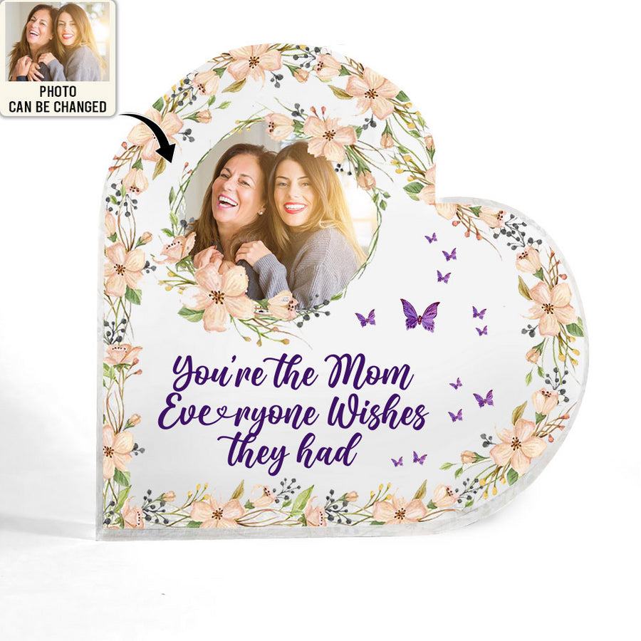 Mother's Day Happy Day The Greatest Mommy Custom Photo - Heart Shaped Acrylic Plaque - Personalized Photo Gifts For Mother, Mom, Mama, Grandma