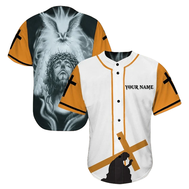 Personalized Jesus Baseball Jersey - Cross, God Baseball Jersey - Gift For Christians - Jesus Custom Printed 3D Baseball Jersey Shirt For Men Women