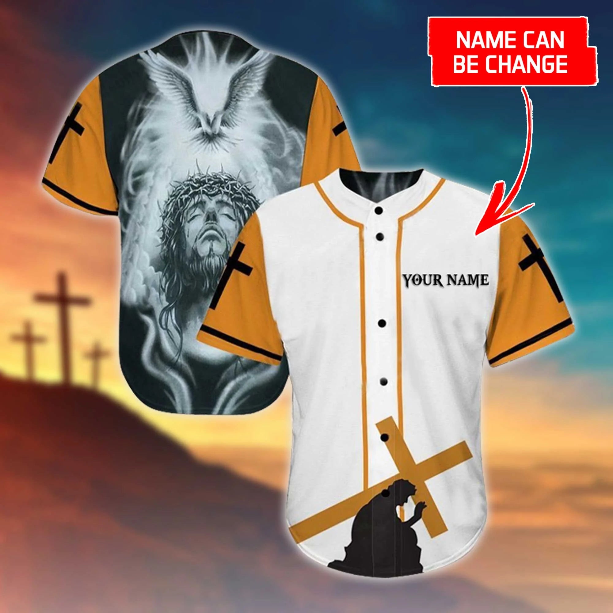 Personalized Jesus Baseball Jersey - Cross, God Baseball Jersey - Gift For Christians - Jesus Custom Printed 3D Baseball Jersey Shirt For Men Women