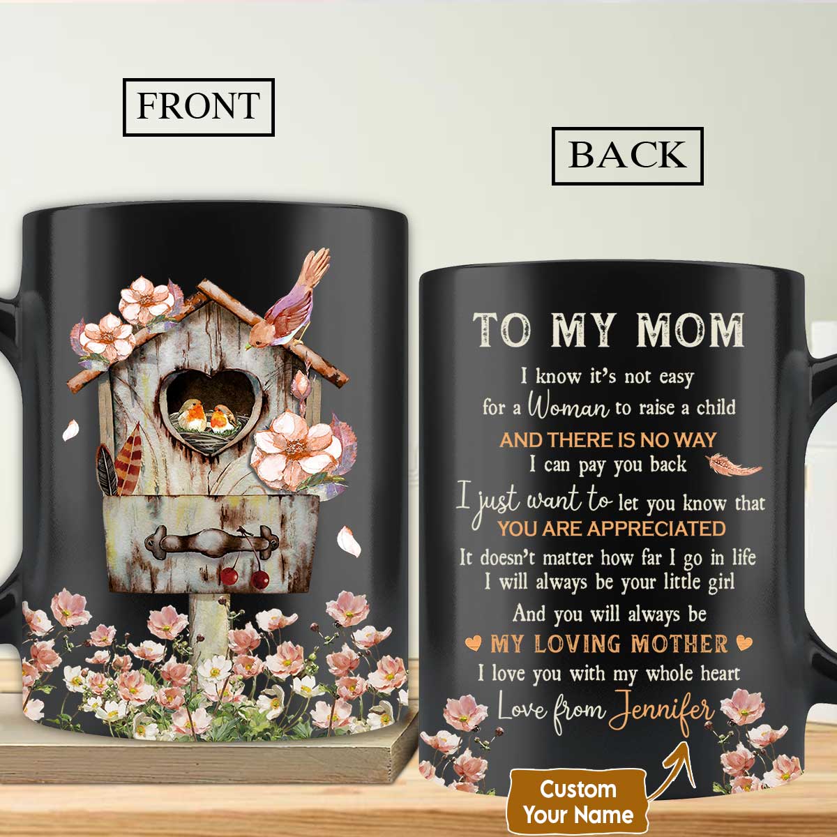 Gift For Mom Personalized Mug - Daughter to mom, Birdhouse, flower painting Mug - Custom Gift For Mother's Day, Presents for Mom - I love you Mug