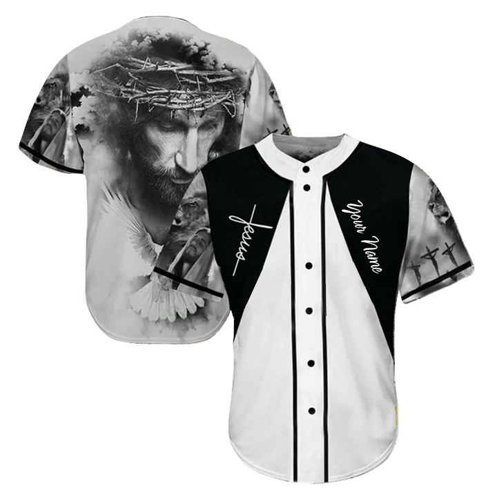 Personalized Jesus Baseball Jersey - Cross, God, Dove Baseball Jersey - Gift For Christians - Jesus Custom Printed Baseball Jersey Shirt For Men Women