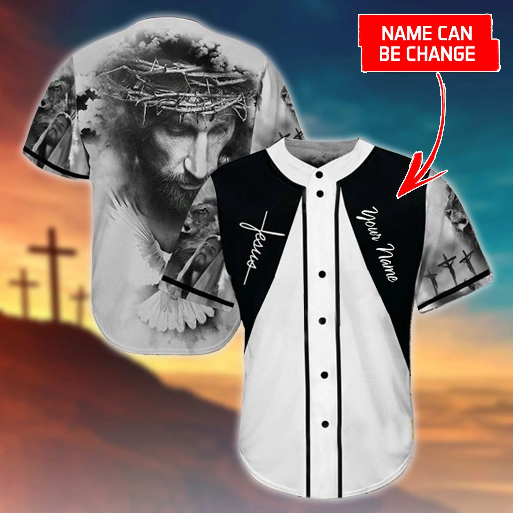 Personalized Jesus Baseball Jersey - Cross, God, Dove Baseball Jersey - Gift For Christians - Jesus Custom Printed Baseball Jersey Shirt For Men Women