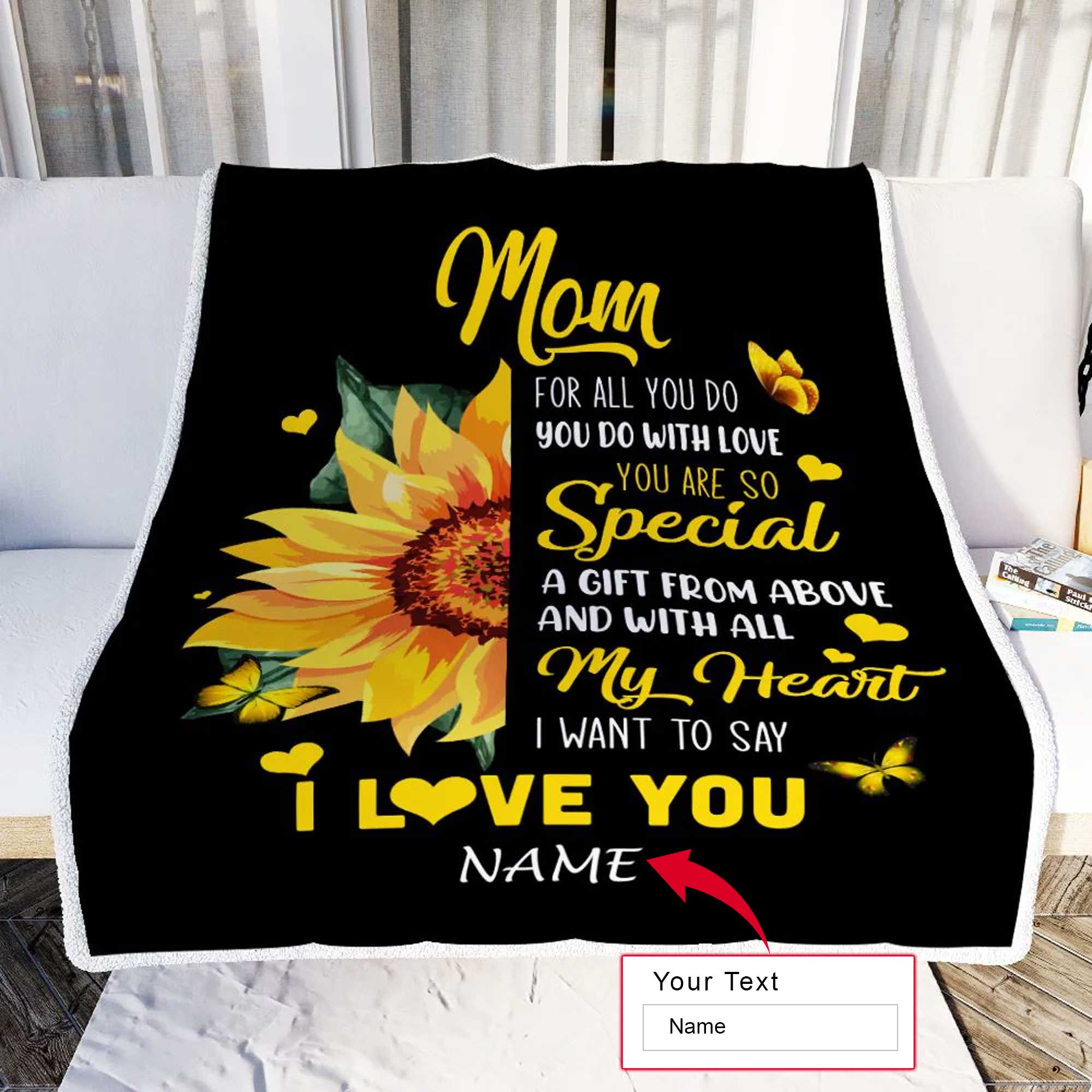 Sunflower Gift For Mom Personalized Blanket - Custom Name, To My Mom, I Want To Say I Love You Blanket - Gift For Mother's Day, Present For Mom