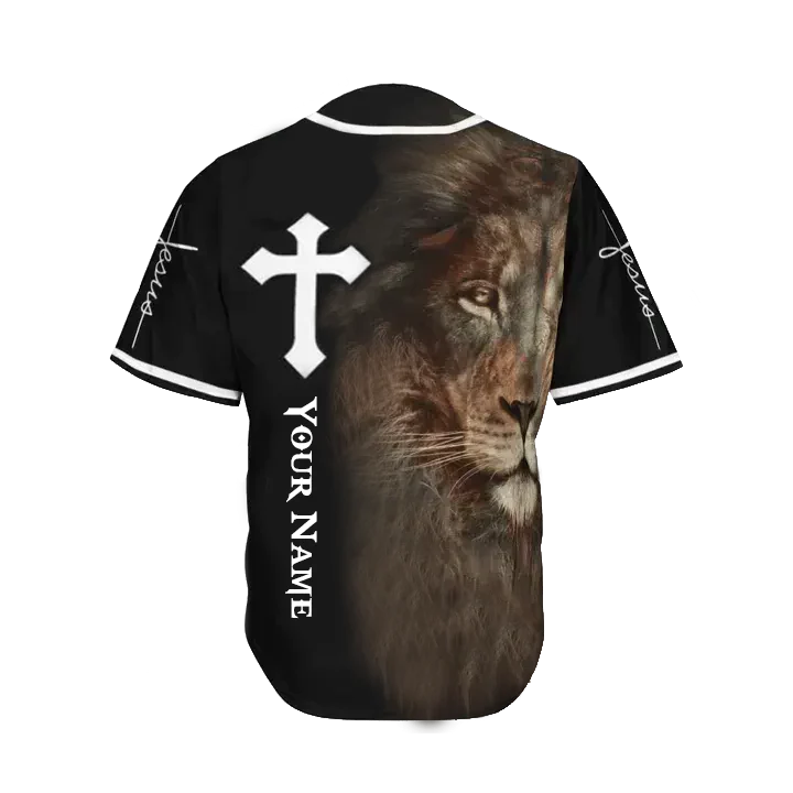 Personalized Jesus Baseball Jersey - Cross, Lion Baseball Jersey - Gift For Christians - Jesus Custom Printed Baseball Jersey Shirt For Men and Women