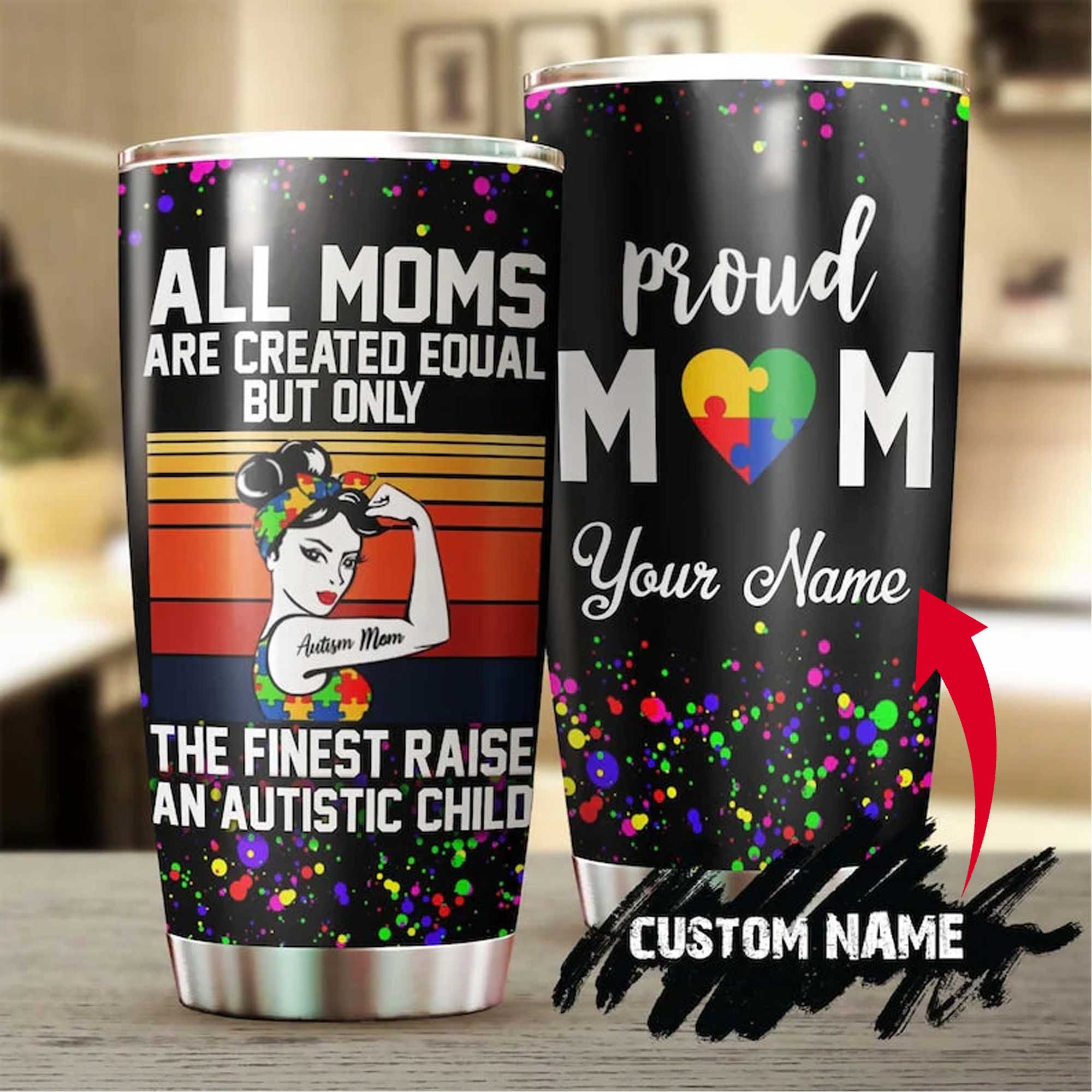 Personalized Mother's Day Gift Tumbler - Custom Gift For Mother's Day, Presents for Mom - Autism Tumbler- The Finest Mom Raise Autistic Child Tumbler