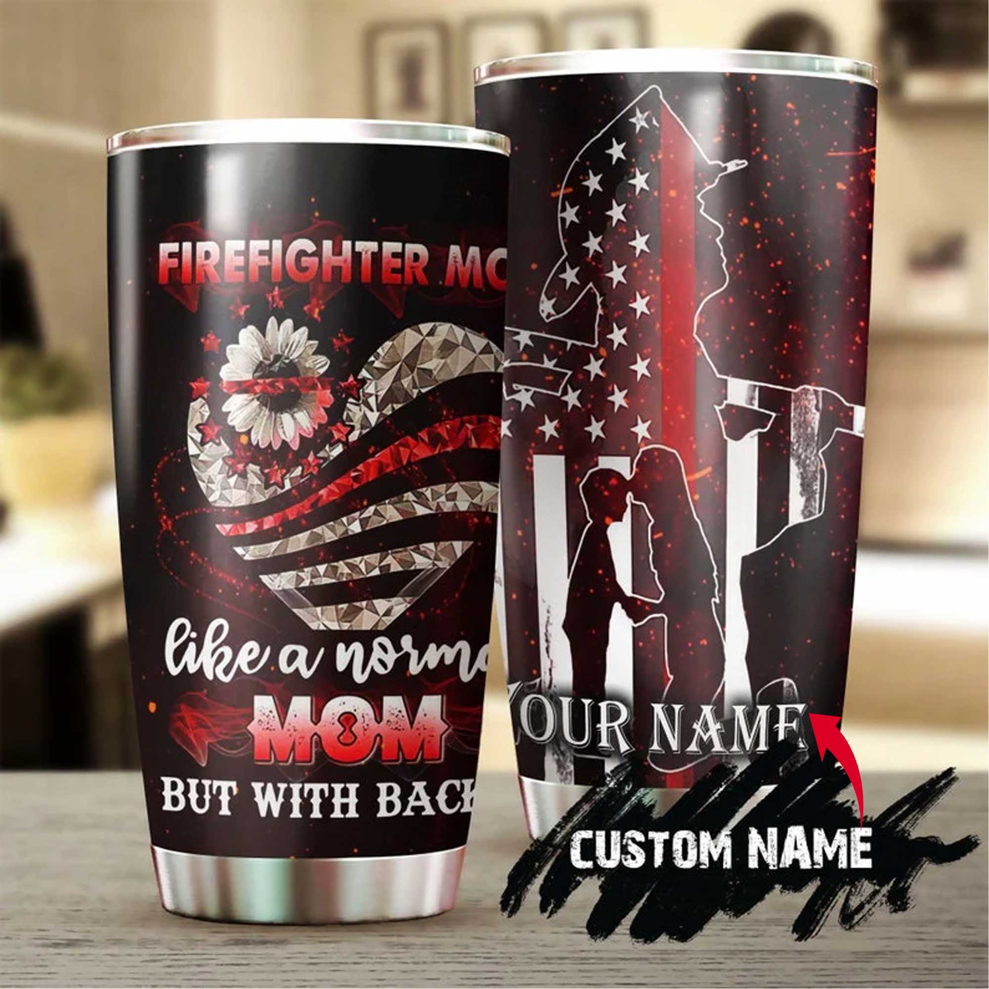 Personalized Mother's Day Gift Tumbler - Custom Gift For Mother's Day, Presents for Firefighter Mom - Firefighter Mom Tumbler