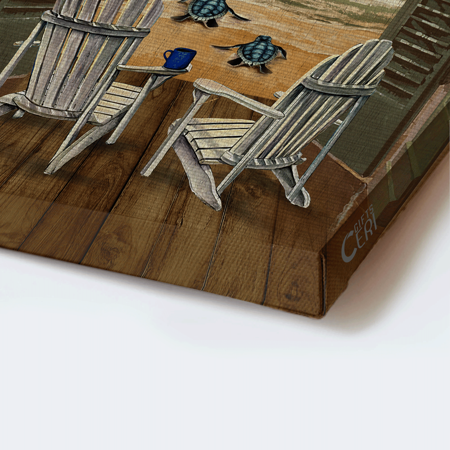 Family Portrait Canvas- Beach Chair, Sea Turtle, Sunset Ocean Portrait Canvas- Gift For Members Family- And So Together We Built A Life We Love