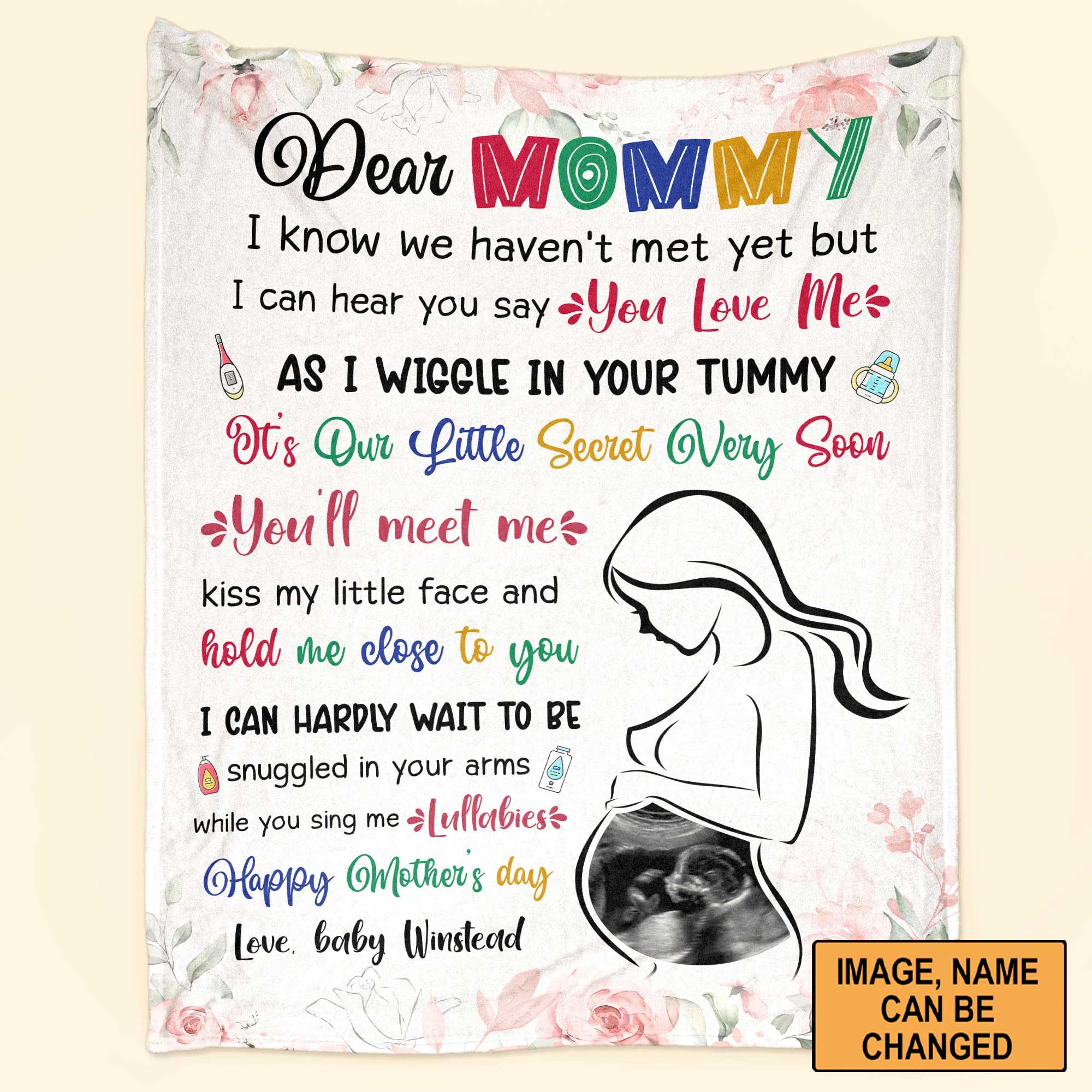 Gift For Mom Custom Name Photo Blanket - Dear Mommy I Know We Haven't Met Yet But I Can Hear You Say You Love Me Blanket - Gift For Mother's Day