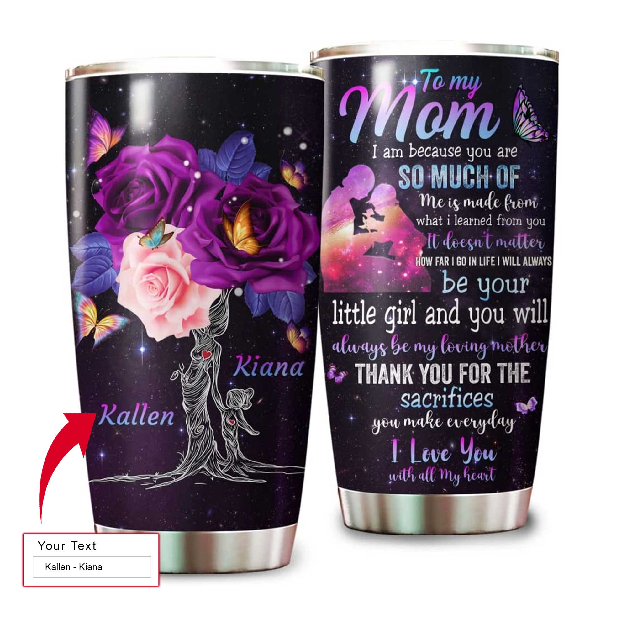 Personalized Mother's Day Gift Tumbler - Custom Gift For Mother's Day, Presents for Mom - Gifts From Daughters For Mommy Mama, To My Mom Tumbler