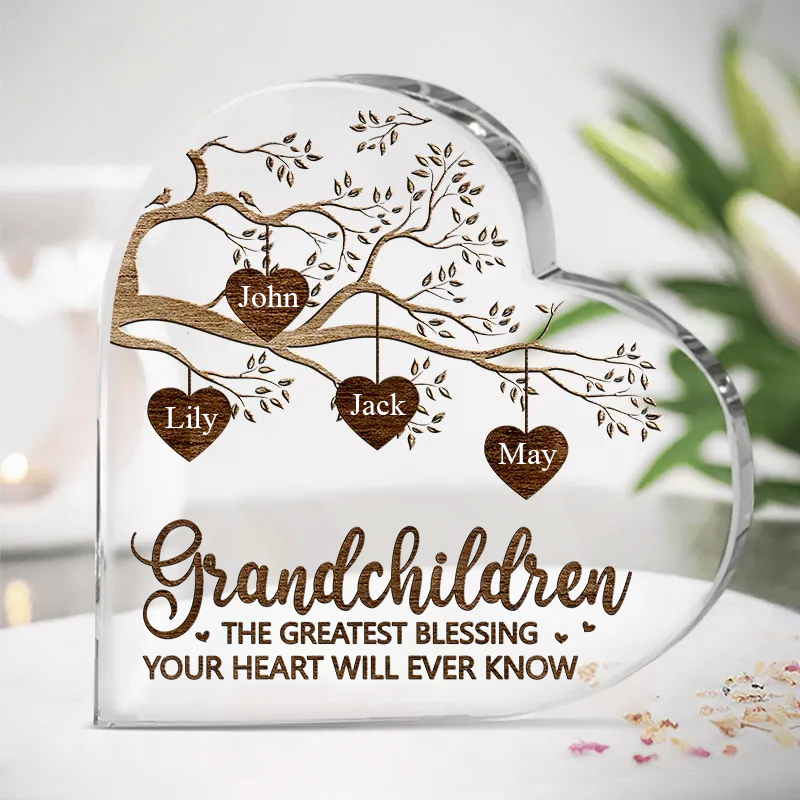 Grandchildren Custom Heart Shaped Acrylic Plaque, Mother's Day, The Greatest Blessing Personalized Custom Heart Shaped Acrylic Plaque, Your Heart Will Ever Know Custom Heart Shaped Acrylic Plaque
