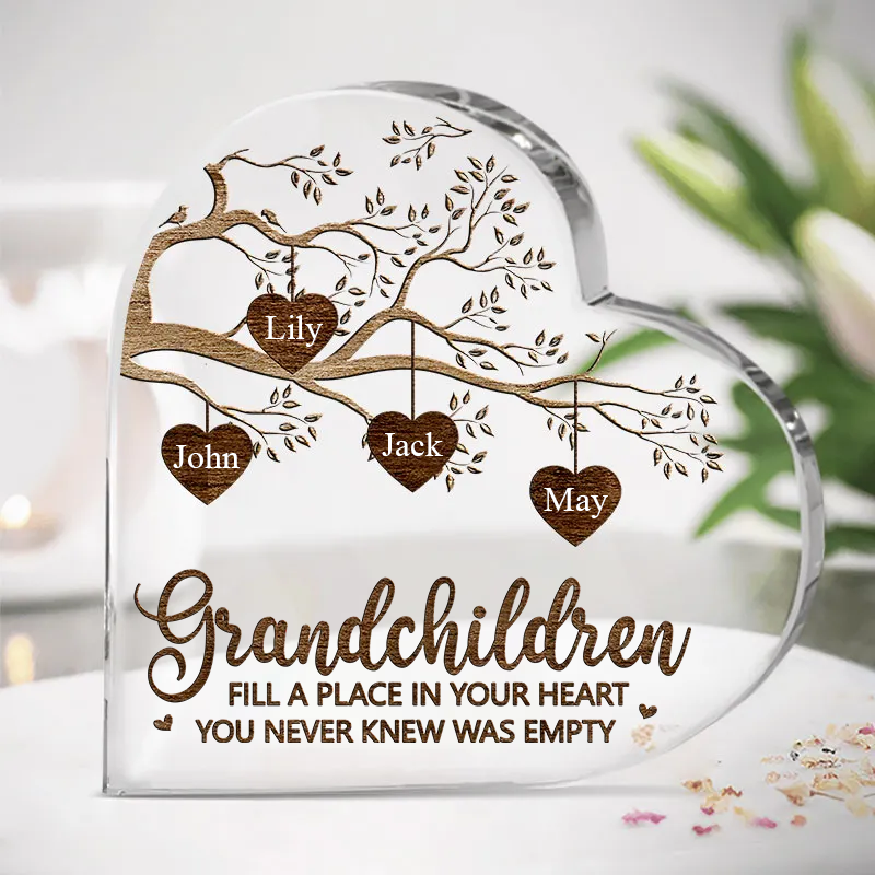 Grandchildren Custom Heart Shaped Acrylic Plaque, Mother's Day, Fill A Place In Your Heart You Never Knew Was Empty Personalized Custom Heart Shaped Acrylic Plaque