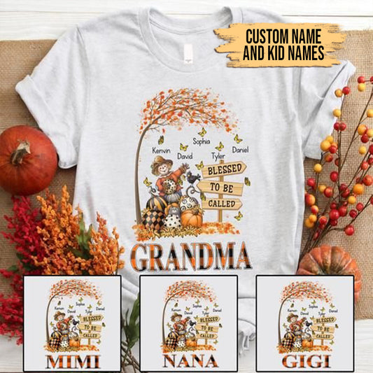 Grandma and Kids Custom Name T-shirt, Blessed To Be Called Personalized Shirt - Perfect Gift For Gigi, Nana, Mimi, Grandma