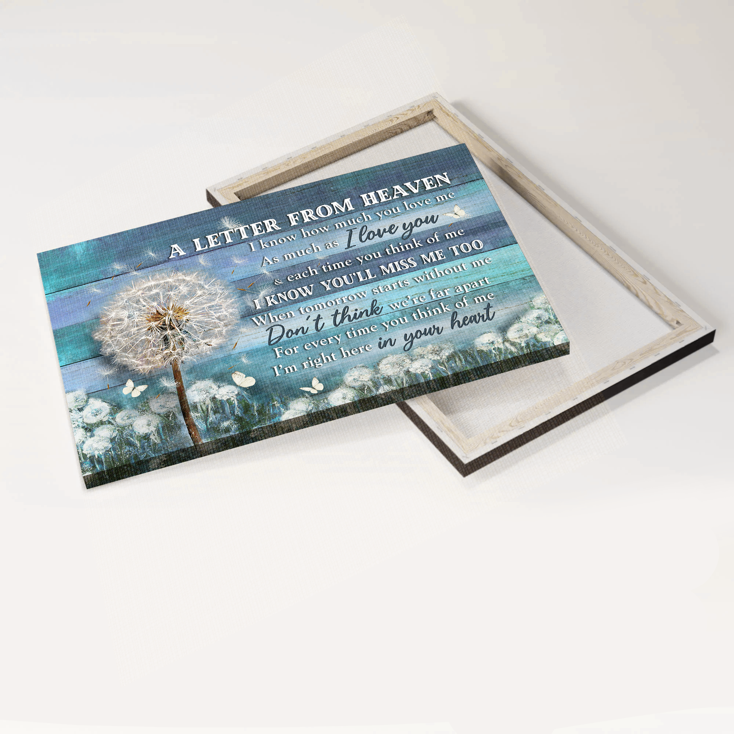 Heaven Landscape Canvas Prints, Wall Art - Best Canvas Gifts For Religious Christian On Christmas - A Letter From Heaven, Dandelion Field, I'm Right Here In Your Heart Canvas.