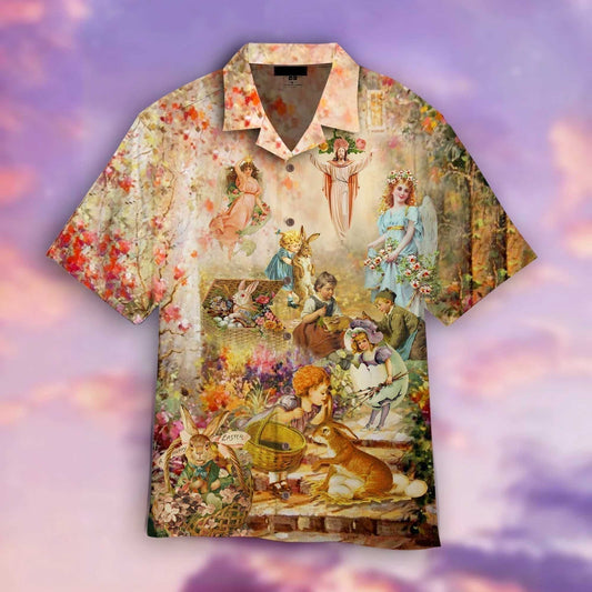 Jesus Hawaiian Shirt, He Is Risen Happy Easter Day Aloha Shirt - Summer Gift For Christian, Men, Women